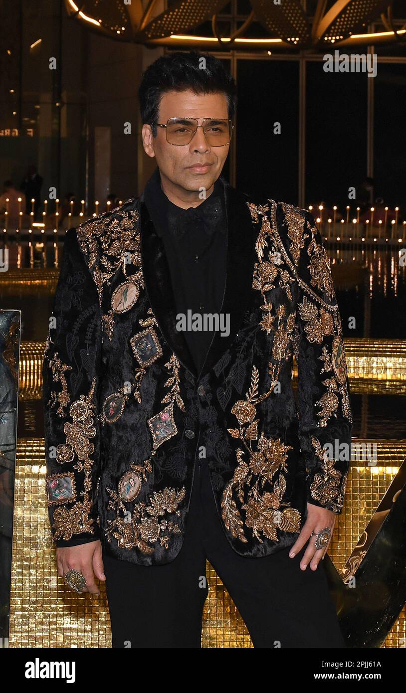 Mumbai, India. 31st Mar, 2023. Indian filmmaker and television personality Karan Johar poses for a photo at the inauguration of Nita Mukesh Ambani Cultural Centre (NMACC) in Mumbai. (Photo by Ashish Vaishnav/SOPA Images/Sipa USA) Credit: Sipa USA/Alamy Live News Stock Photo