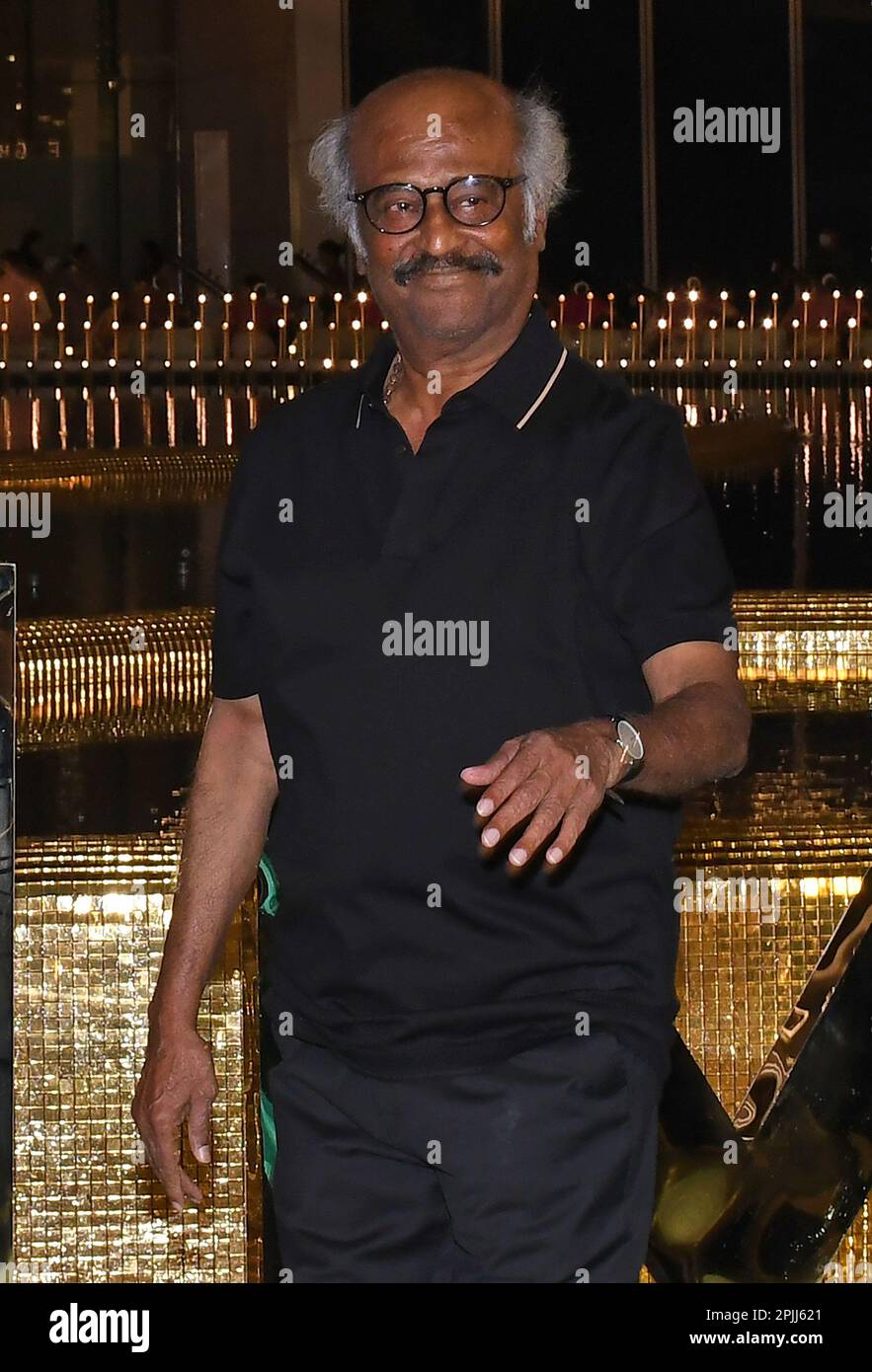 Mumbai, India. 31st Mar, 2023. Bollywood actor Rajnikanth leaves after the inauguration of Nita Mukesh Ambani Cultural Centre (NMACC) in Mumbai. Credit: SOPA Images Limited/Alamy Live News Stock Photo