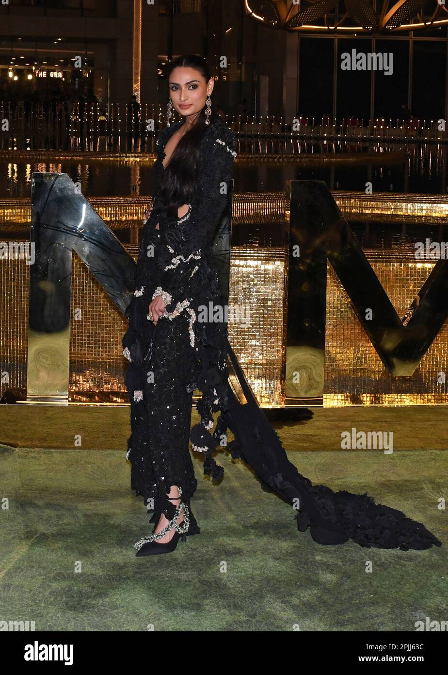 Mumbai, India. 31st Mar, 2023. Bollywood actress Athiya Shetty poses for a photo at the inauguration of Nita Mukesh Ambani Cultural Centre (NMACC) in Mumbai. (Photo by Ashish Vaishnav/SOPA Images/Sipa USA) Credit: Sipa USA/Alamy Live News Stock Photo