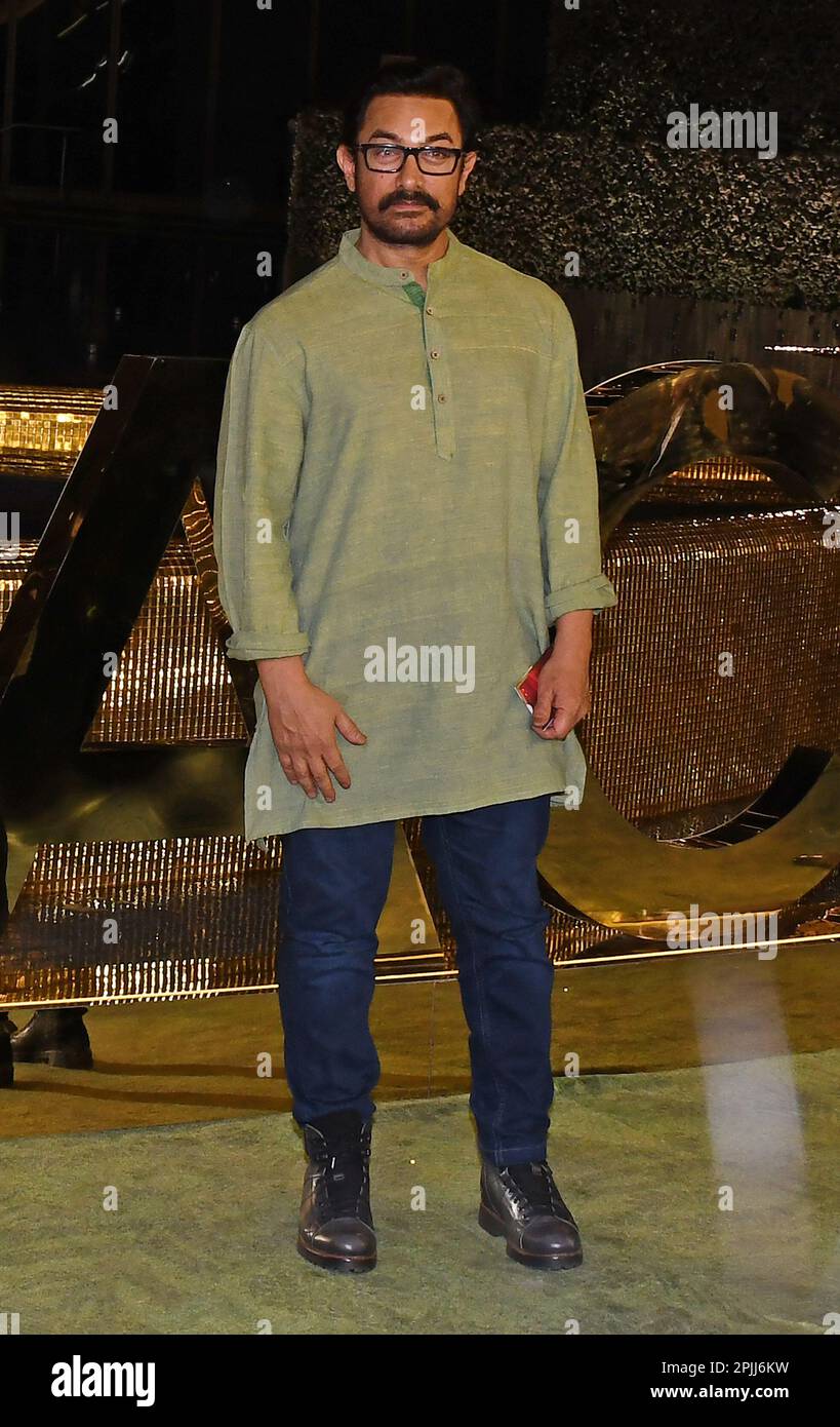 Mumbai, India. 31st Mar, 2023. Bollywood actor Aamir Khan poses for a photo during the inauguration of Nita Mukesh Ambani Cultural Centre (NMACC) in Mumbai. (Photo by Ashish Vaishnav/SOPA Images/Sipa USA) Credit: Sipa USA/Alamy Live News Stock Photo