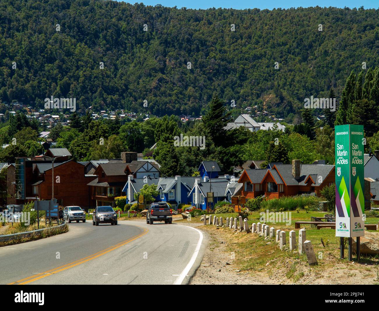 San Martin de Los Andes where starts the Ruta de Los Siete Lagos (Seven Lakes Read)  Ruta 40, Neuquén Province, Argentina Stock Photo