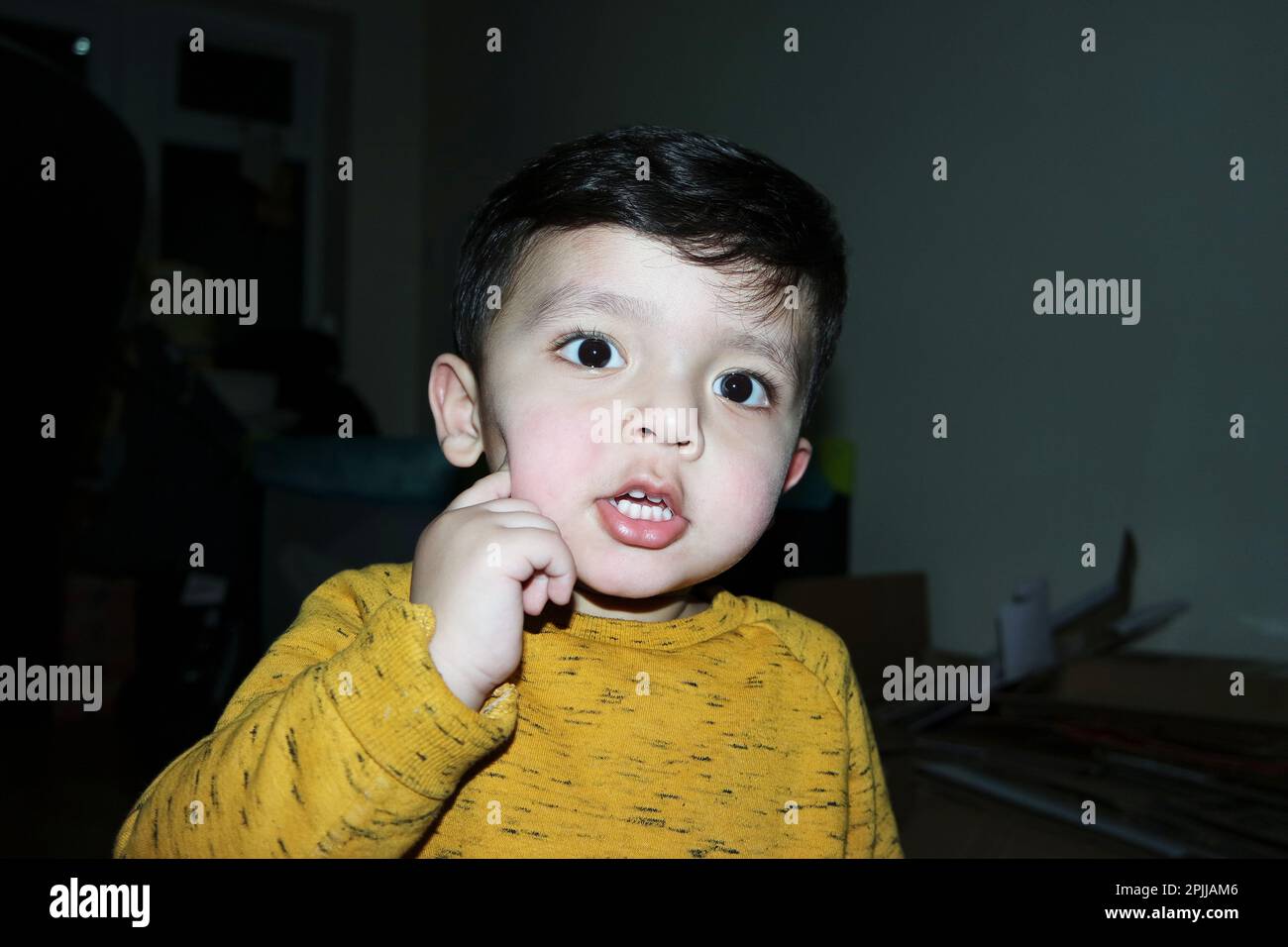 Cute Asian Pakistani Baby, Ahmed Mustafain Haider is Posing at Home