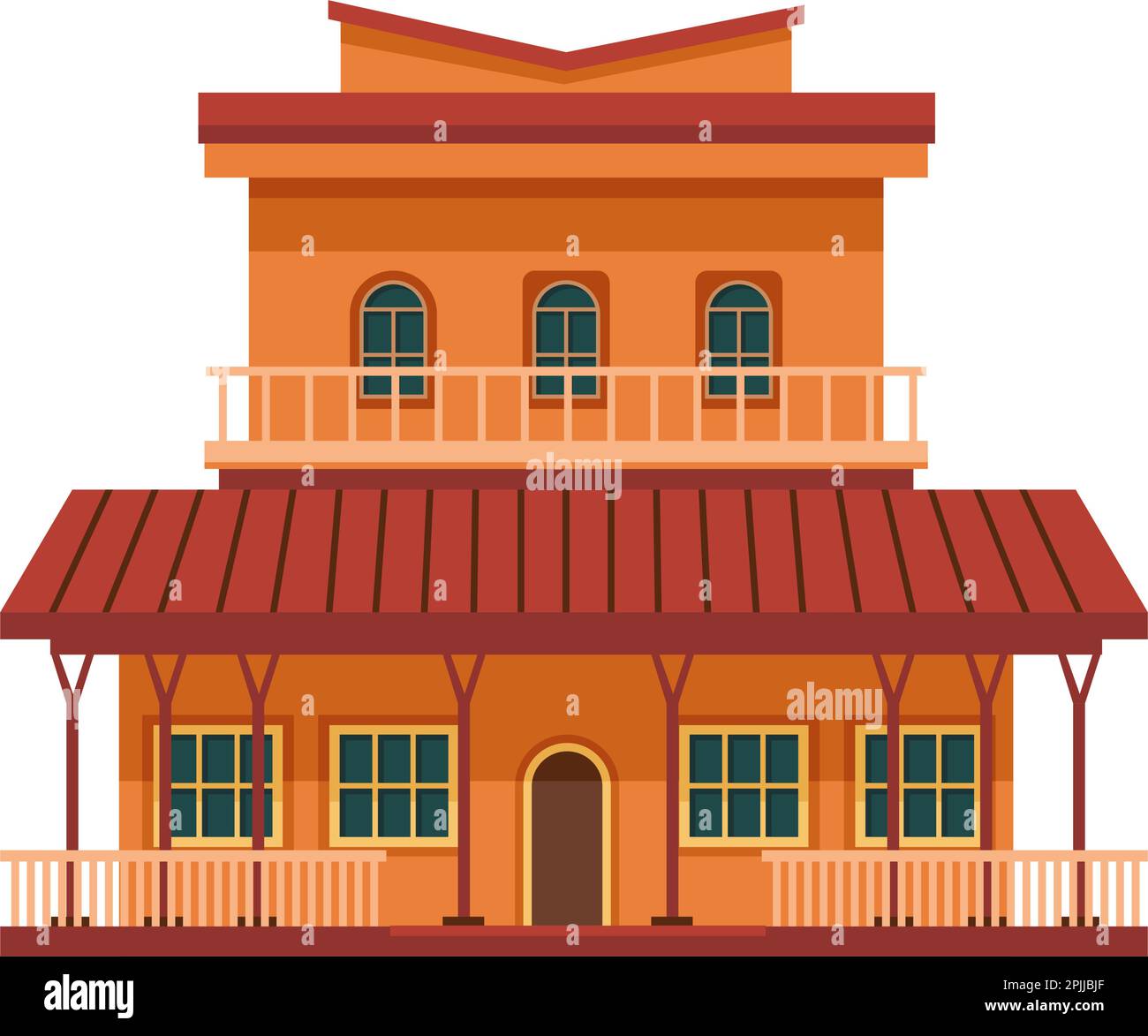 Western architecture, building made of wood vector Stock Vector