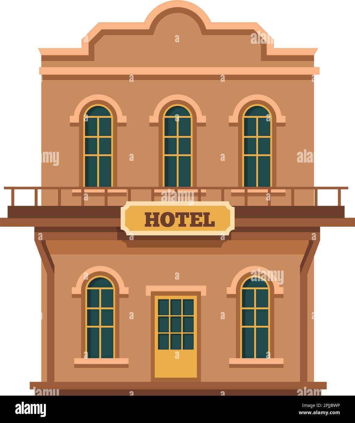 Western American architecture style hotel building Stock Vector