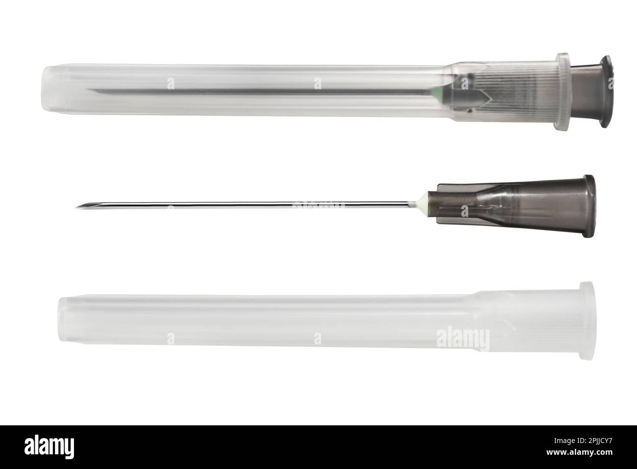 Syringe needle set capped needle, capped, cap. isolated on white