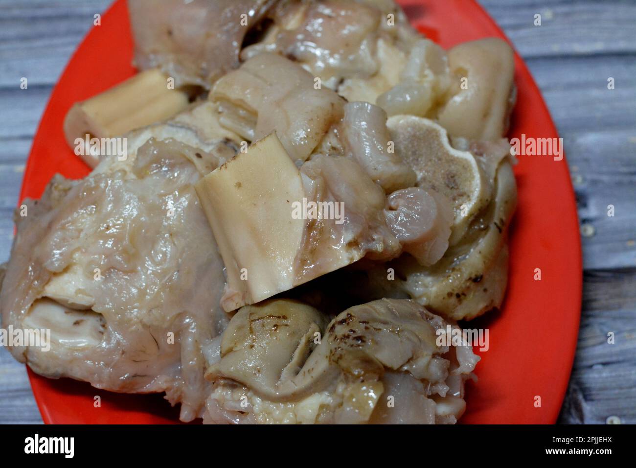 Arabic Egyptian cuisine of kawareh trotters and knee boiled with soup