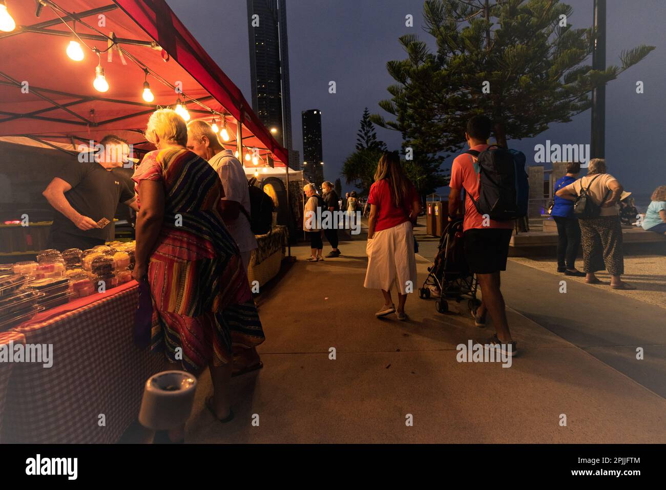 Surfers Paradise QLD Australia 9 March 2023 Night markets along the