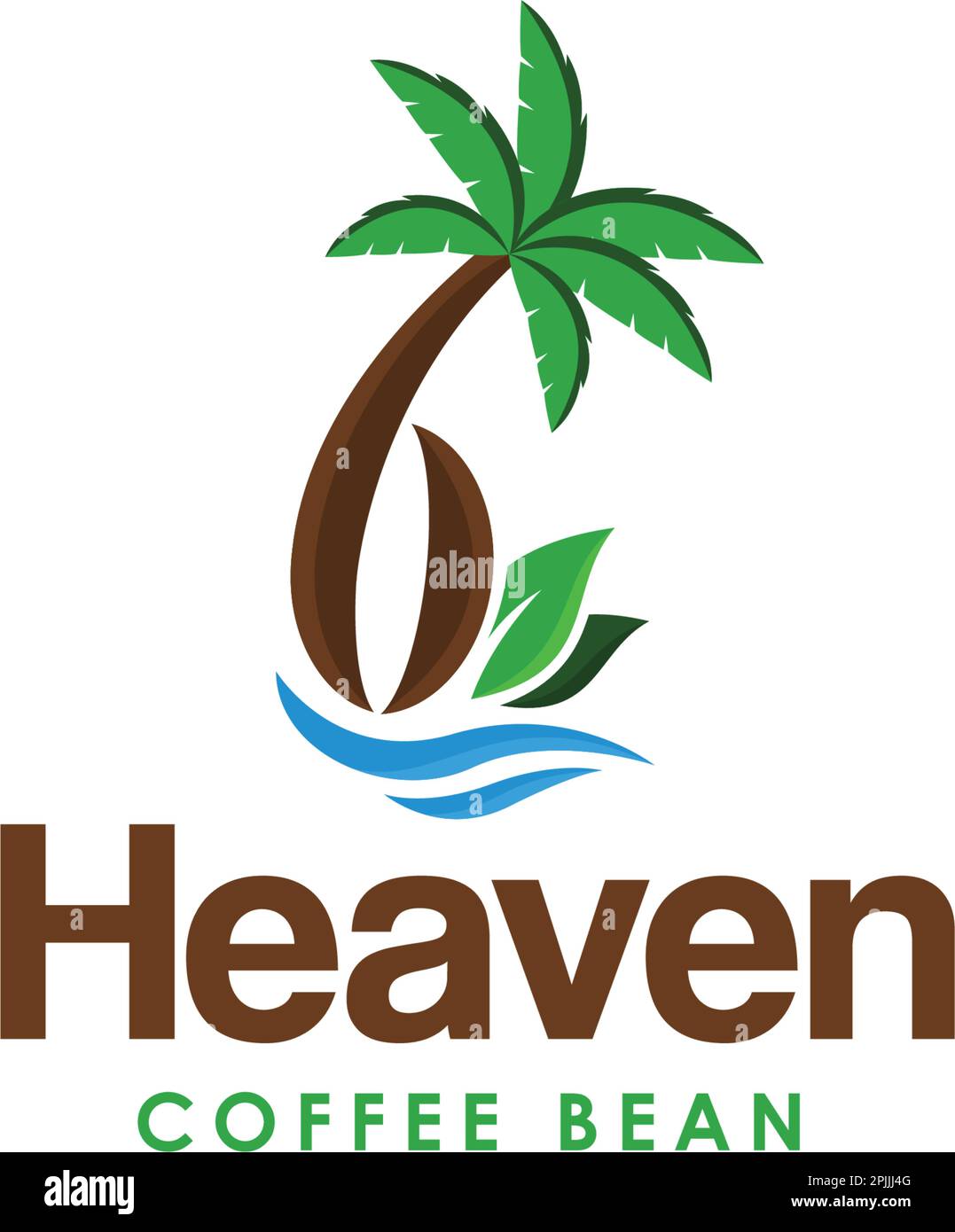 Modern Heaven Coffee Bean Tree Wave logo design Stock Vector Image