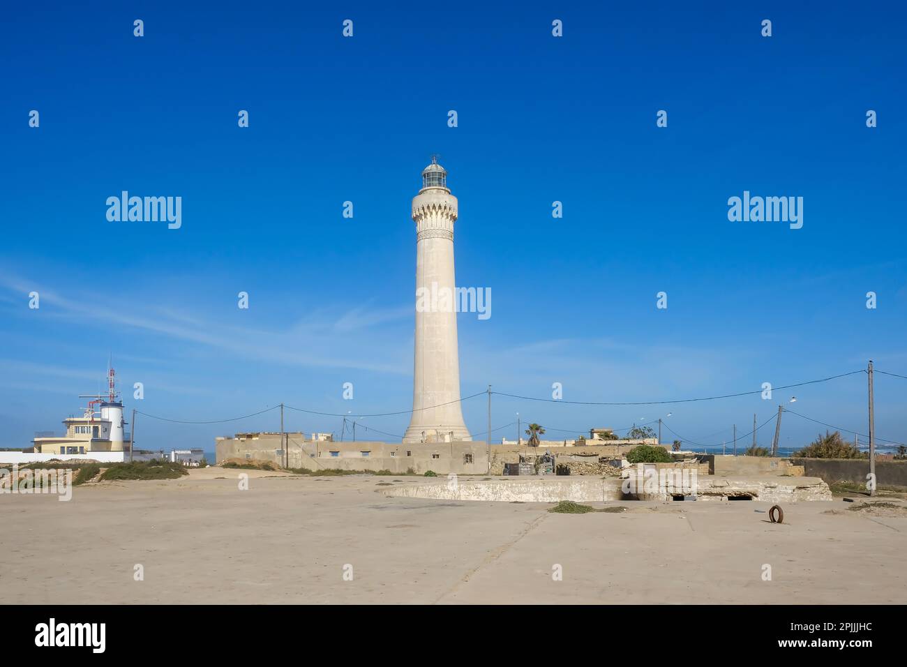 Casablanca, Morocco - March 3, 2020 : View of the lighthouse El Hank in Casablanca Morocco Stock Photo