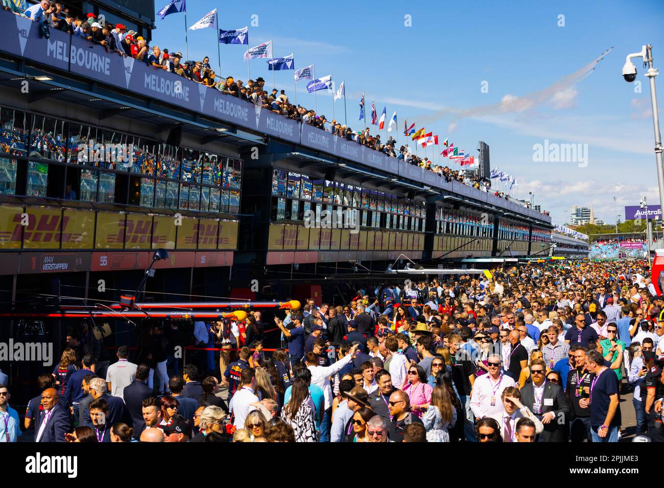 Melbourne, Australia. 02nd Apr, 2023. A large crowd in pit lane