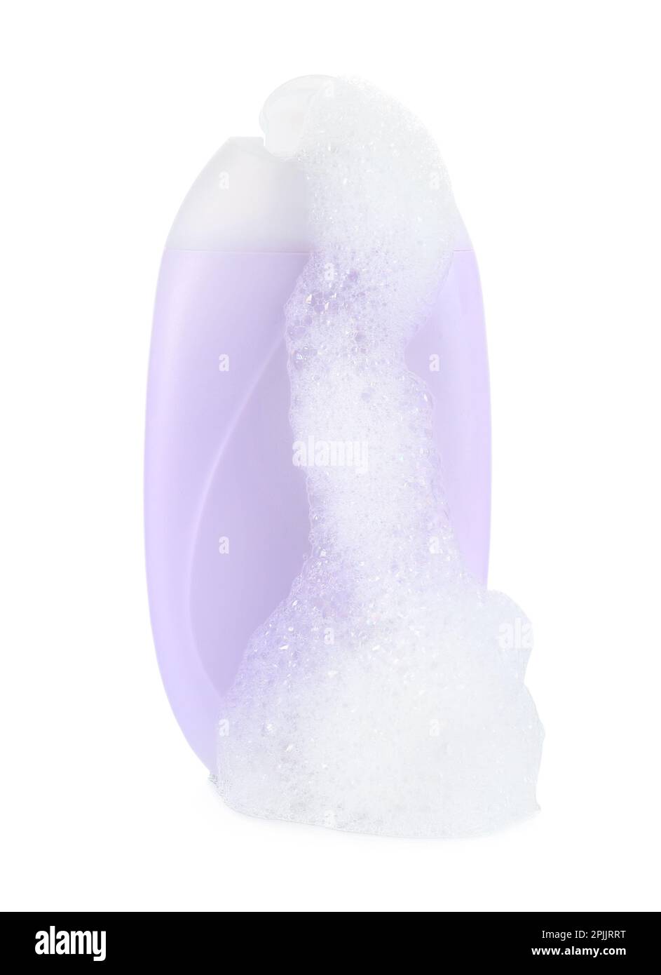 Bottle of bubble bath with foam isolated on white Stock Photo Alamy