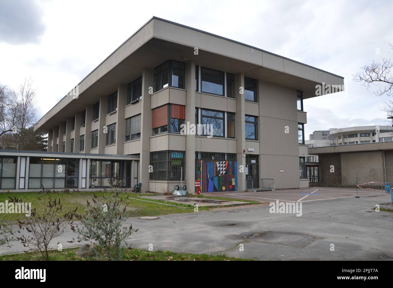 Berlin, Germany - March 26, 2023 - The Walter Gropius Schule designed by Walter Gropius in Gropiusstadt. The school was opening in 1968. (Photo by Markku Rainer Peltonen) Stock Photo