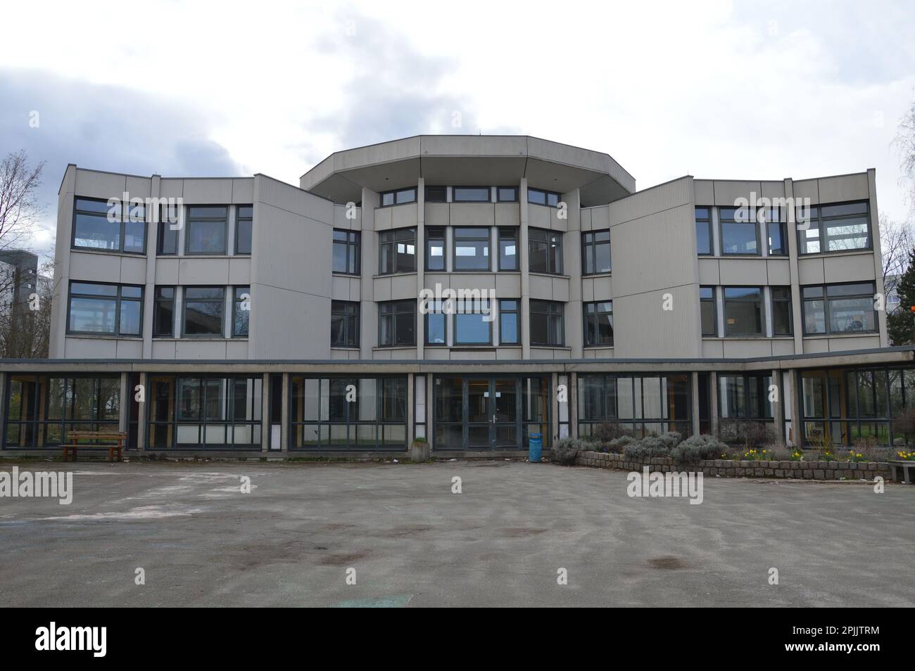 Berlin, Germany - March 26, 2023 - The Walter Gropius Schule designed by Walter Gropius in Gropiusstadt. The school was opening in 1968. (Photo by Markku Rainer Peltonen) Stock Photo