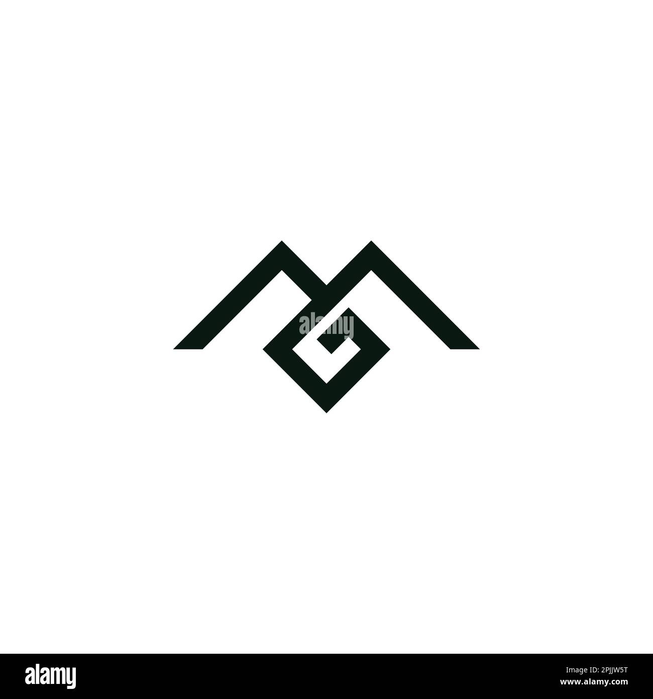 letter mg simple geometric mountain logo vector Stock Vector