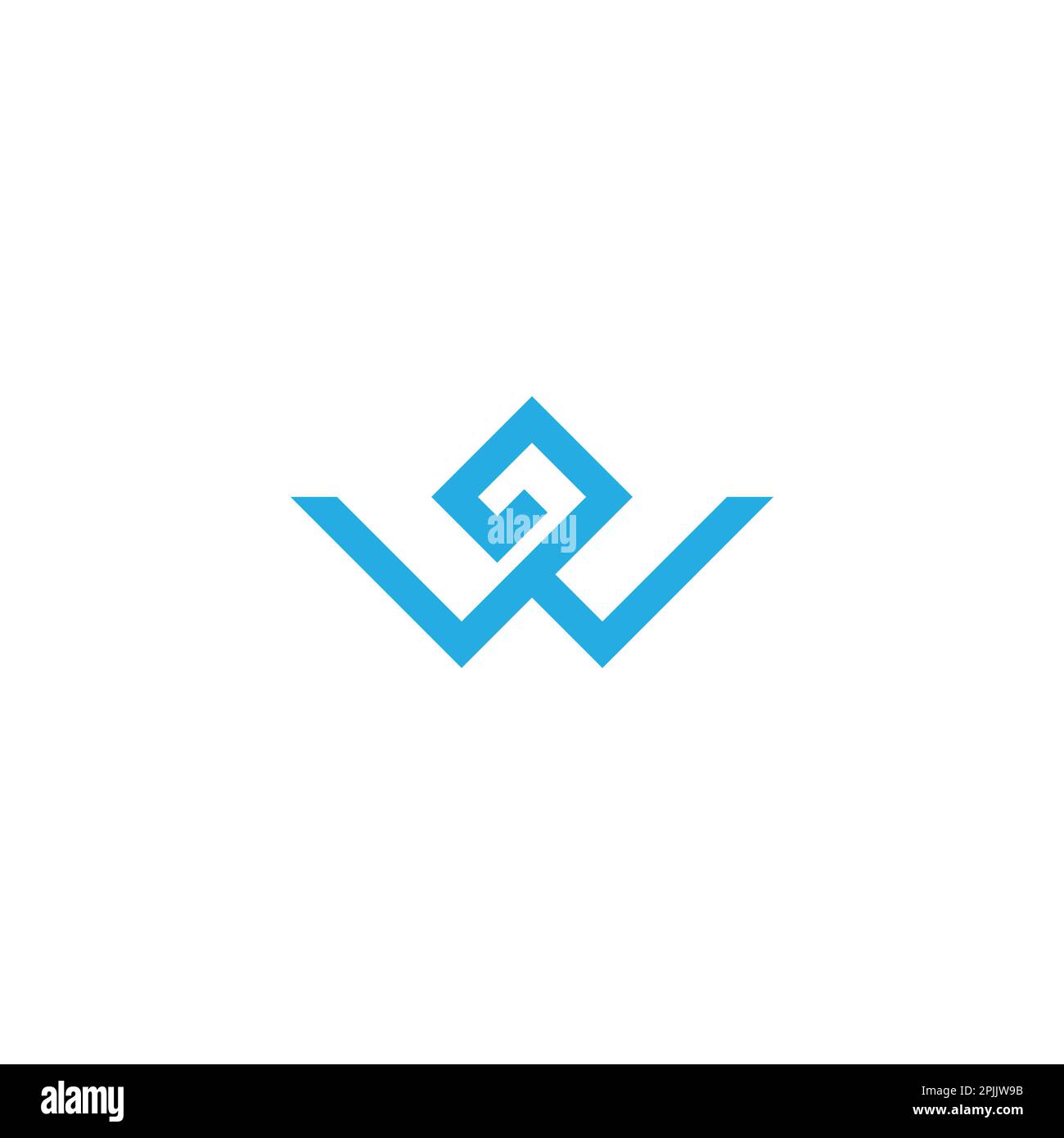 letter w blue diamond line logo vector Stock Vector