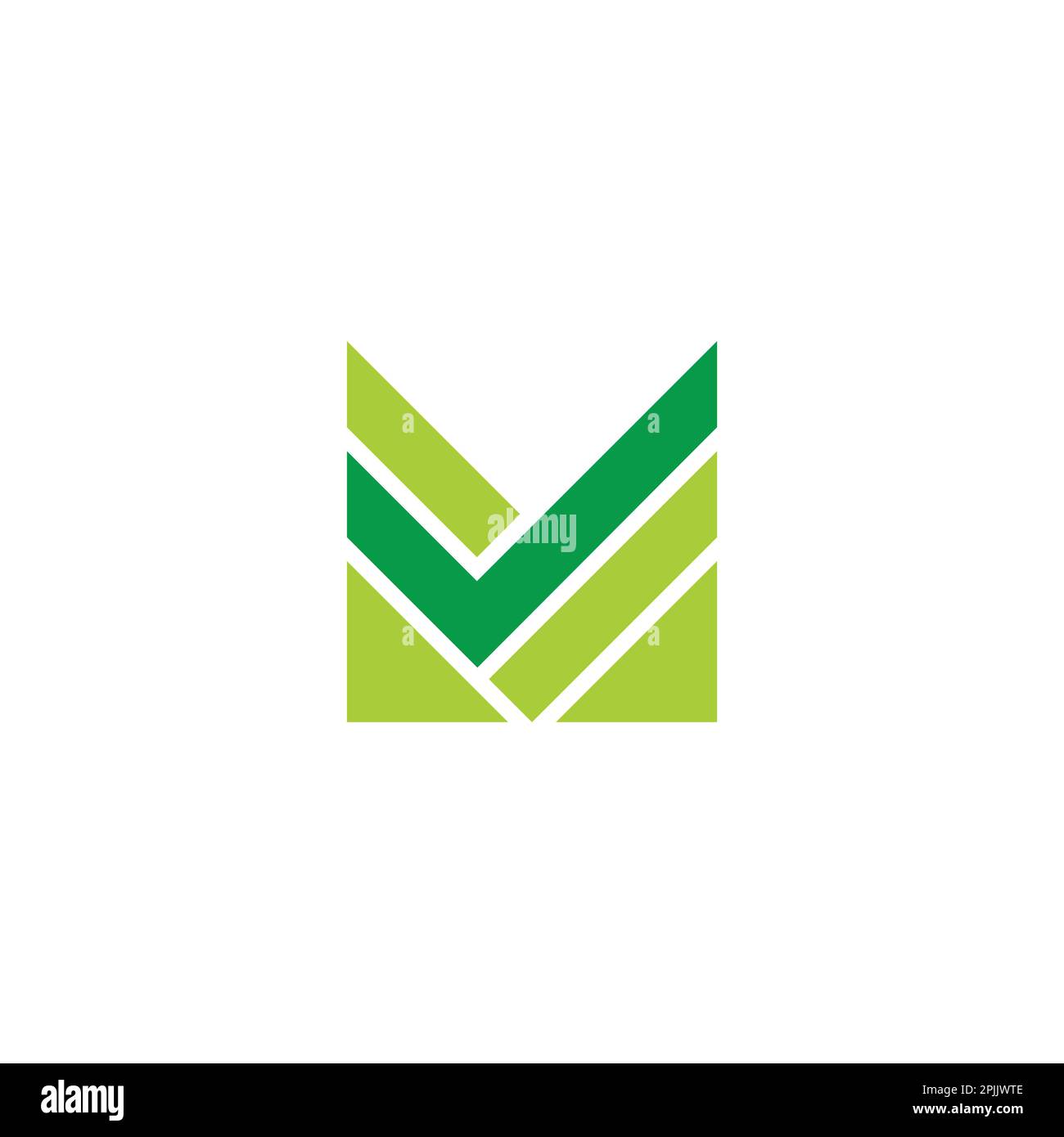 letter m stripes green check mark logo vector Stock Vector