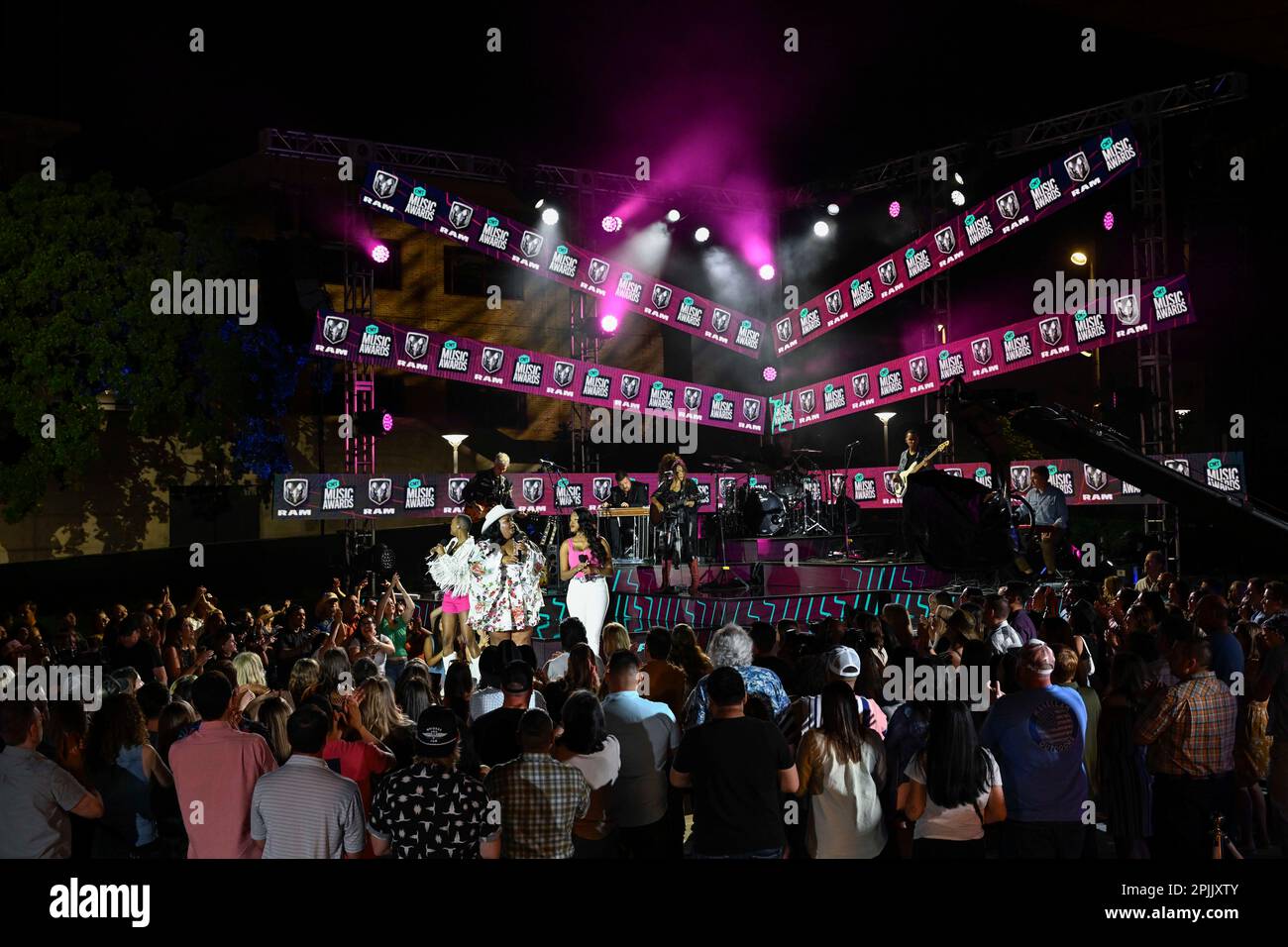 Austin Texas USA, April 1 2023 Singers TREA SWINDLE, DEVYN HART and