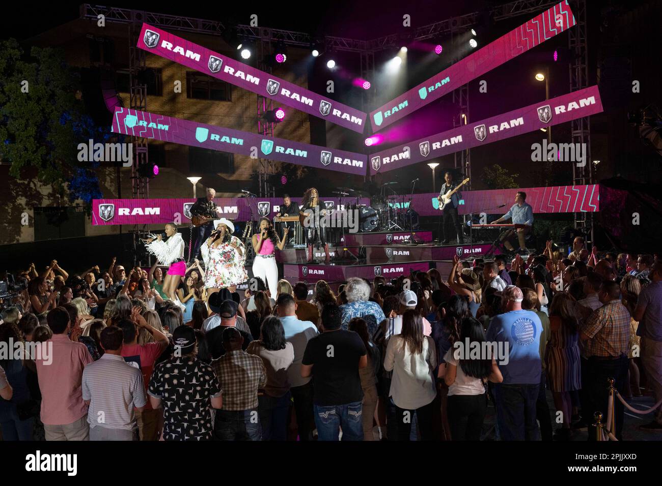 Austin Texas USA, April 1 2023 Singers TREA SWINDLE, DEVYN HART and