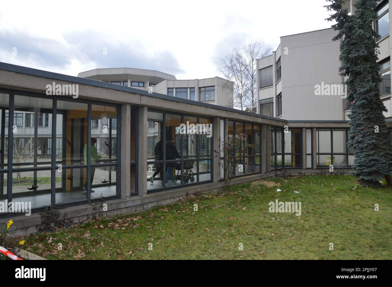 Berlin, Germany - March 26, 2023 - The Walter Gropius Schule designed by Walter Gropius in Gropiusstadt. The school was opening in 1968. (Photo by Markku Rainer Peltonen) Stock Photo