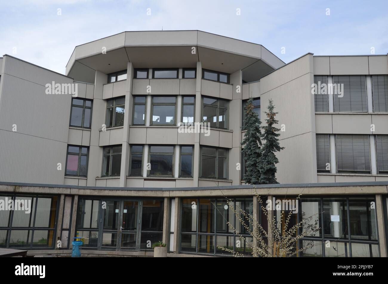 Berlin, Germany - March 26, 2023 - The Walter Gropius Schule designed by Walter Gropius in Gropiusstadt. The school was opening in 1968. (Photo by Markku Rainer Peltonen) Stock Photo