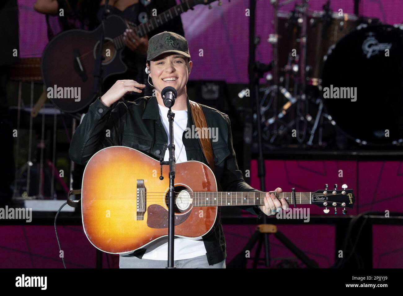 Austin Texas USA, April 1 2023: Country singer LILY ROSE performs during a taping of up and coming acts on the Ram Truck stage at the Country Music Television Awards outside the Moody Center. Credit: Bob Daemmrich/Alamy Live News Stock Photo