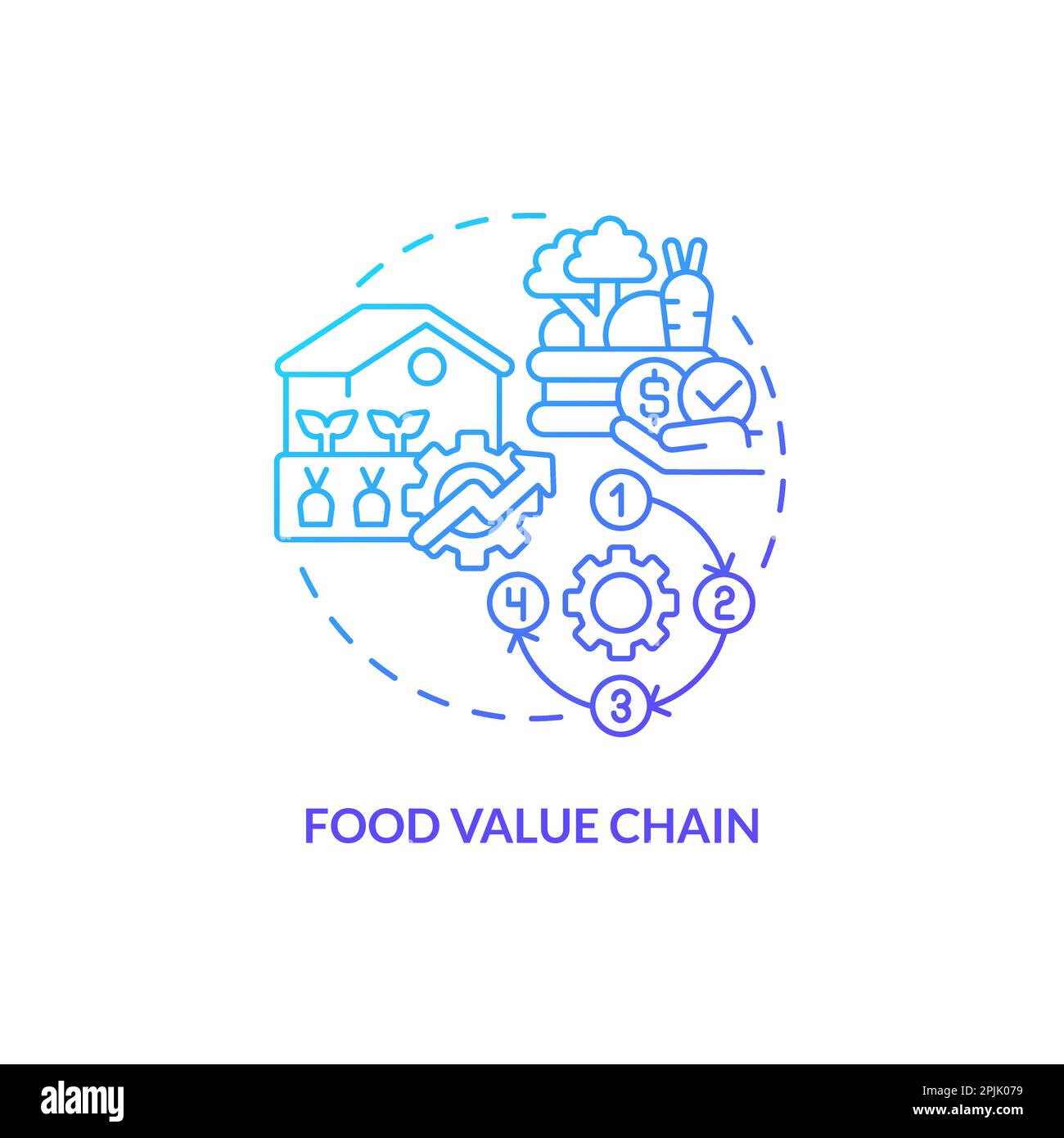 Food value chain blue gradient concept icon Stock Vector