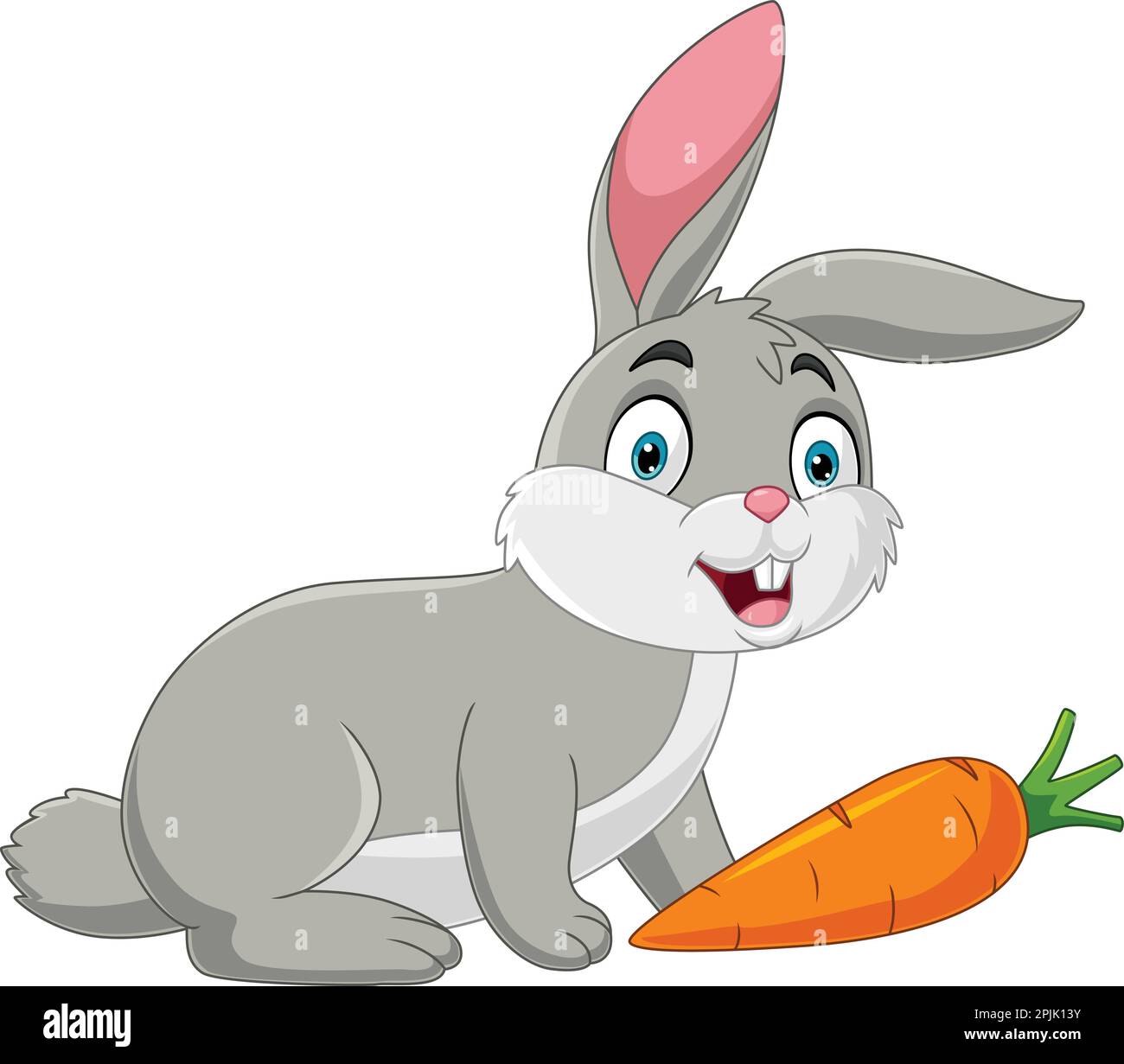 Cartoon Happy Rabbit With A Carrot Stock Vector Image Art Alamy