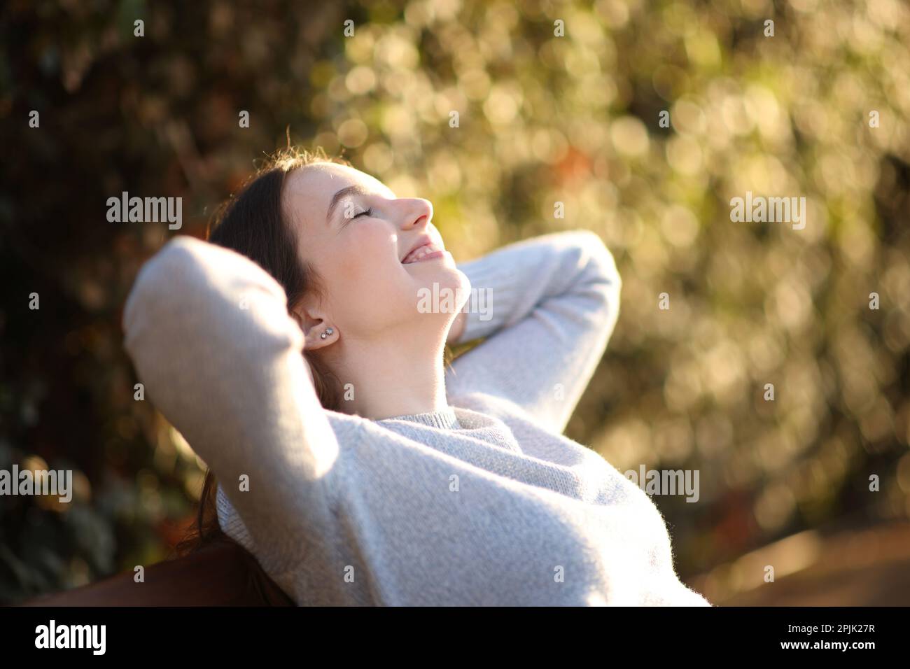 Woman happy young park rest hi-res stock photography and images - Alamy