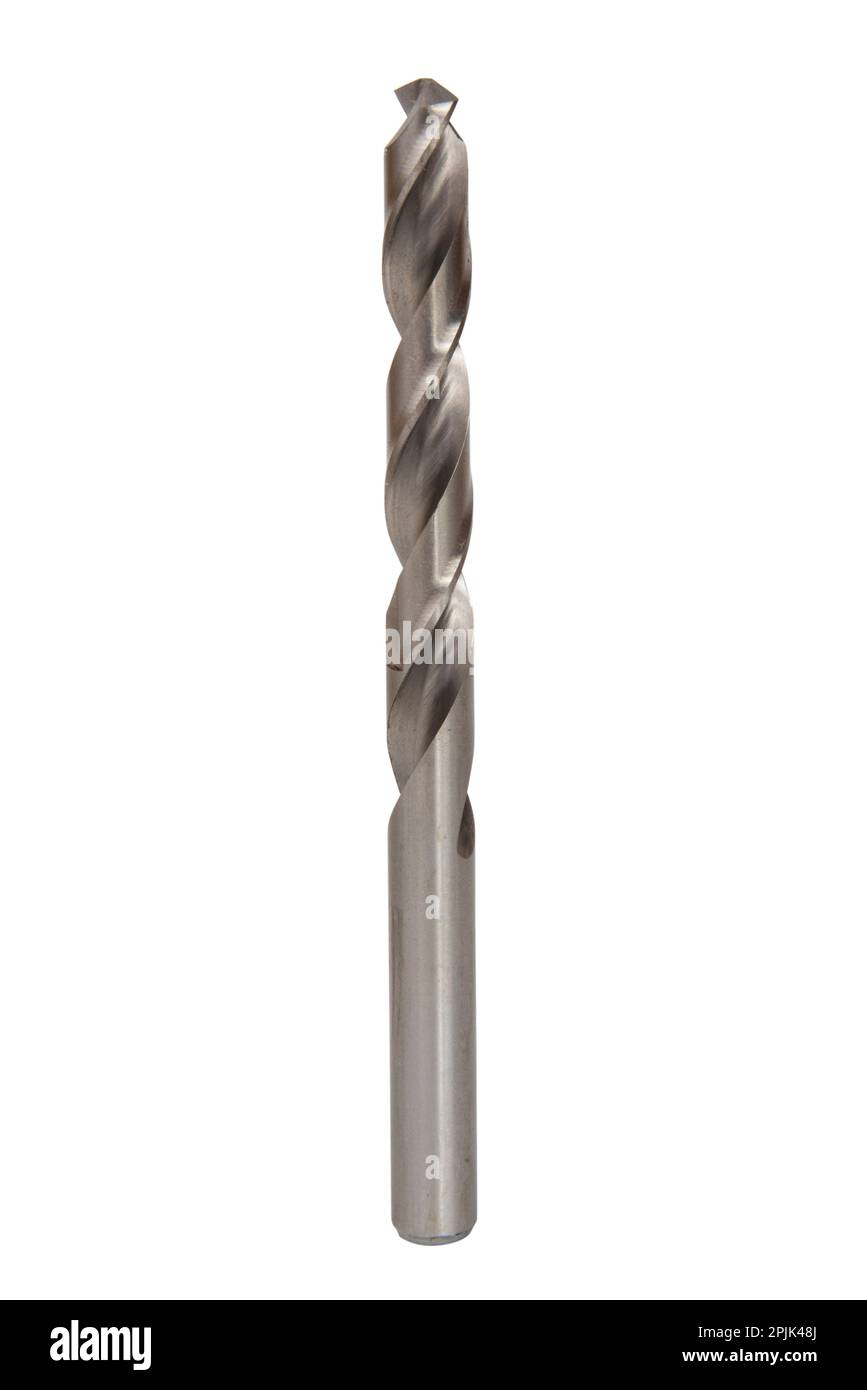 Drill bit. Stainless steel drill bit on a white background (with