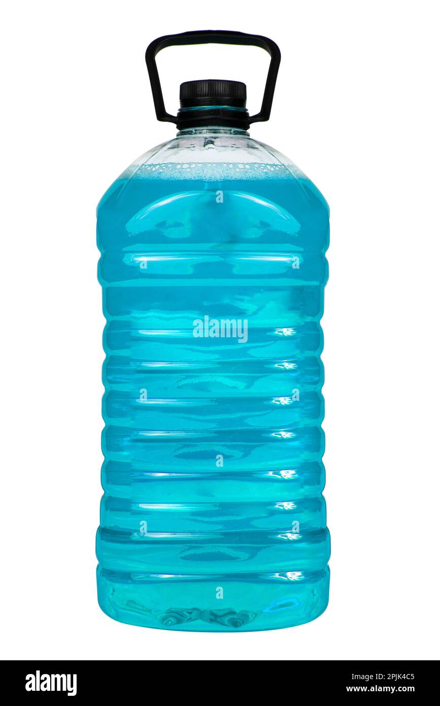 windshield washer fluid in canister isolated on white background