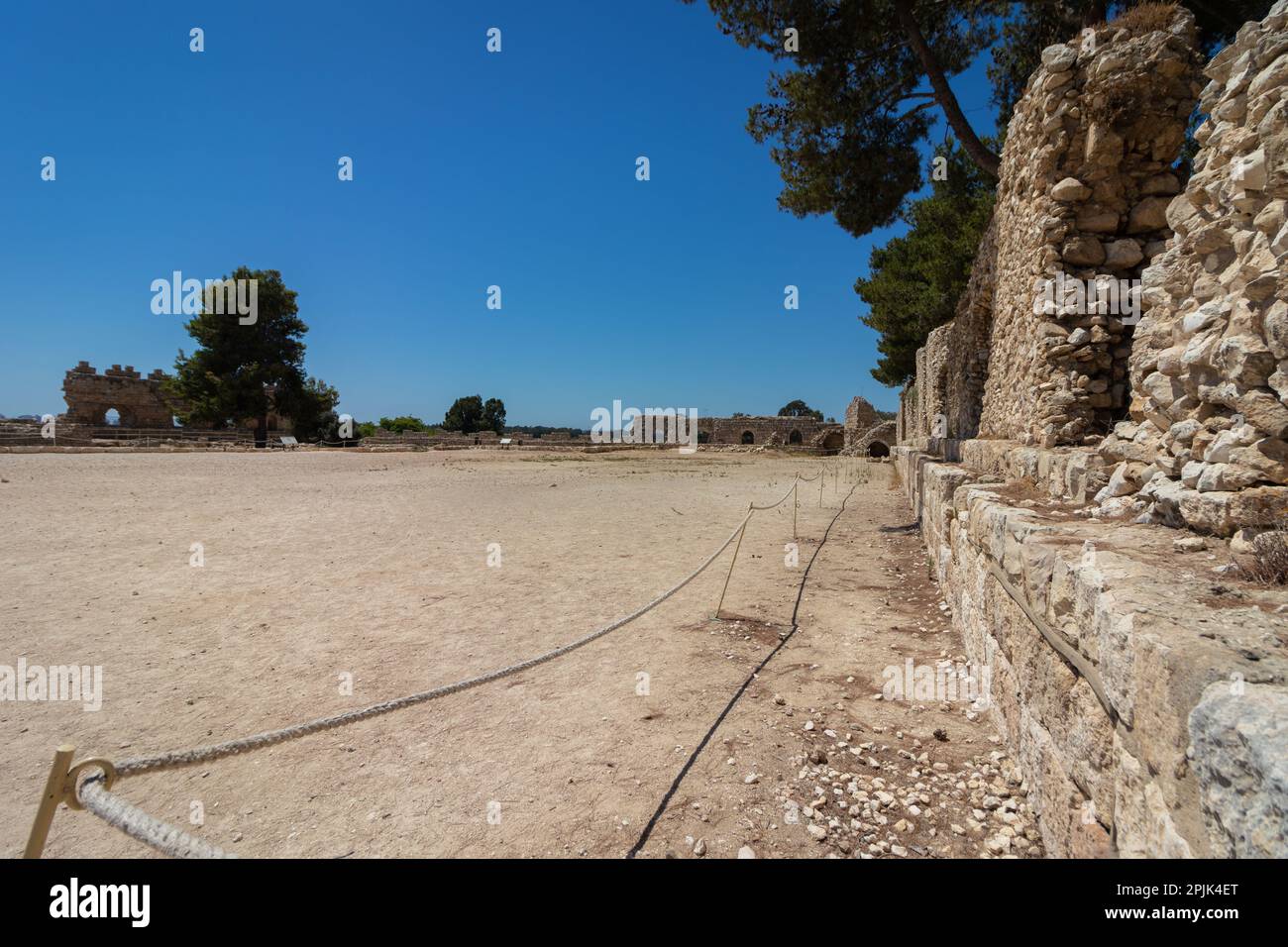 Ruins of an ancient Roman fortress in Tel Afek in central Israel Stock Photo