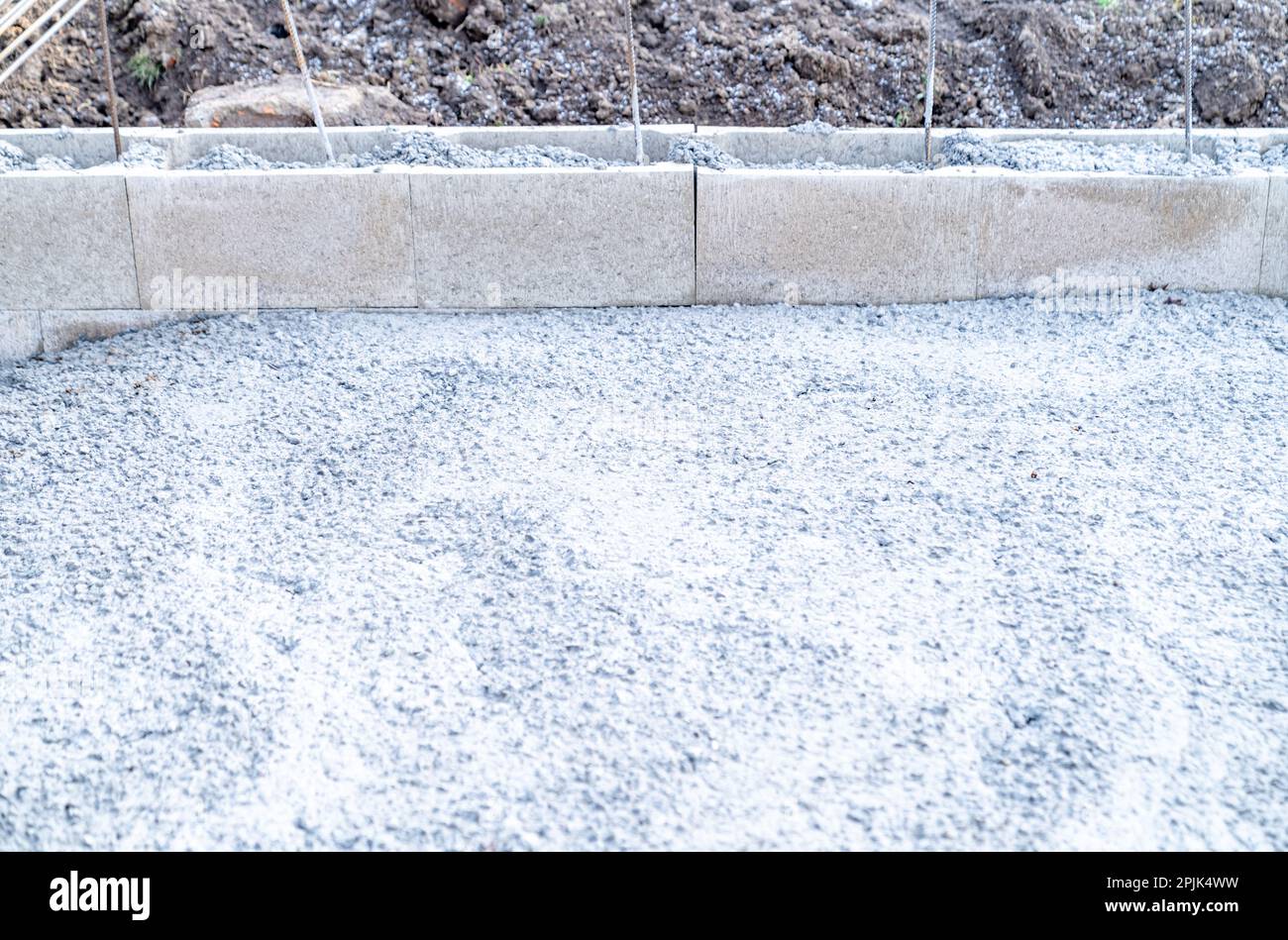 the foundation of the building covered with concrete Stock Photo Alamy