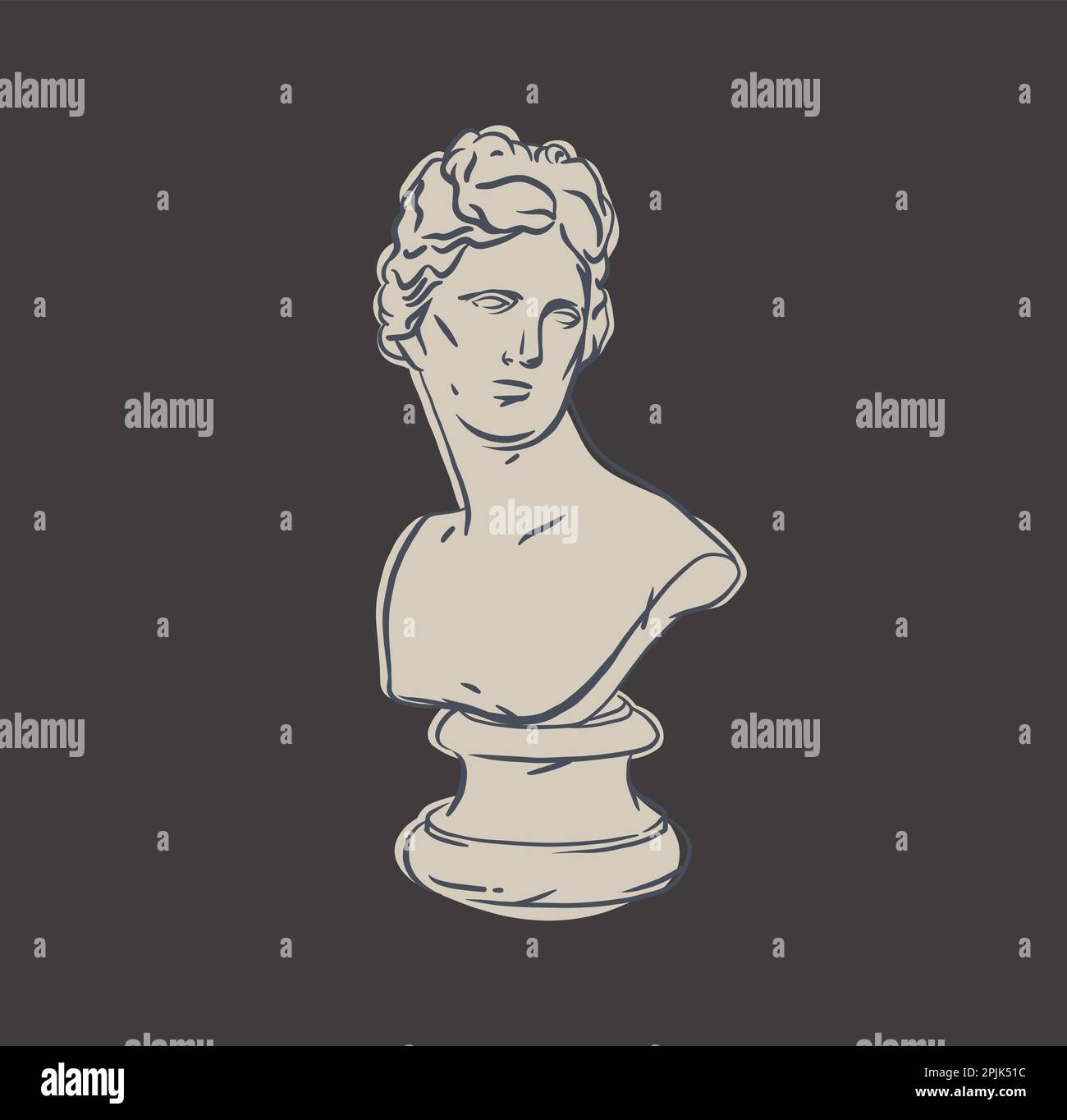 Hand drawn vector abstract outline,graphic,line art greek ancient sculpture statue line art