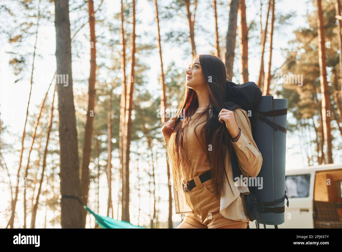 Woman tourist hiking alone in hi-res stock photography and images - Alamy