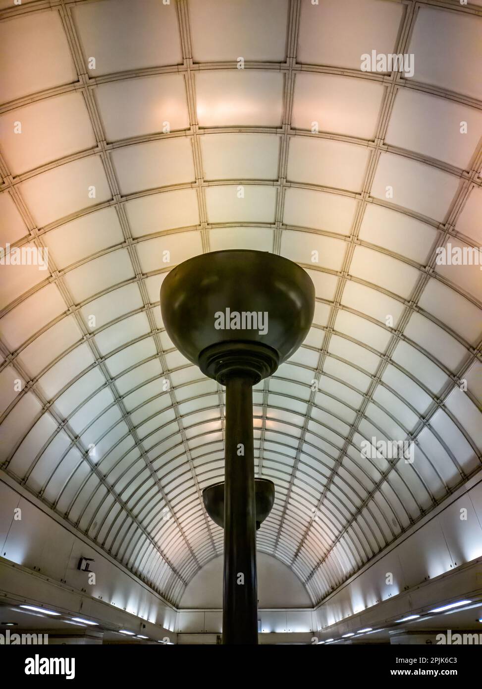The interior of Gants Hill underground station in London, UK Stock