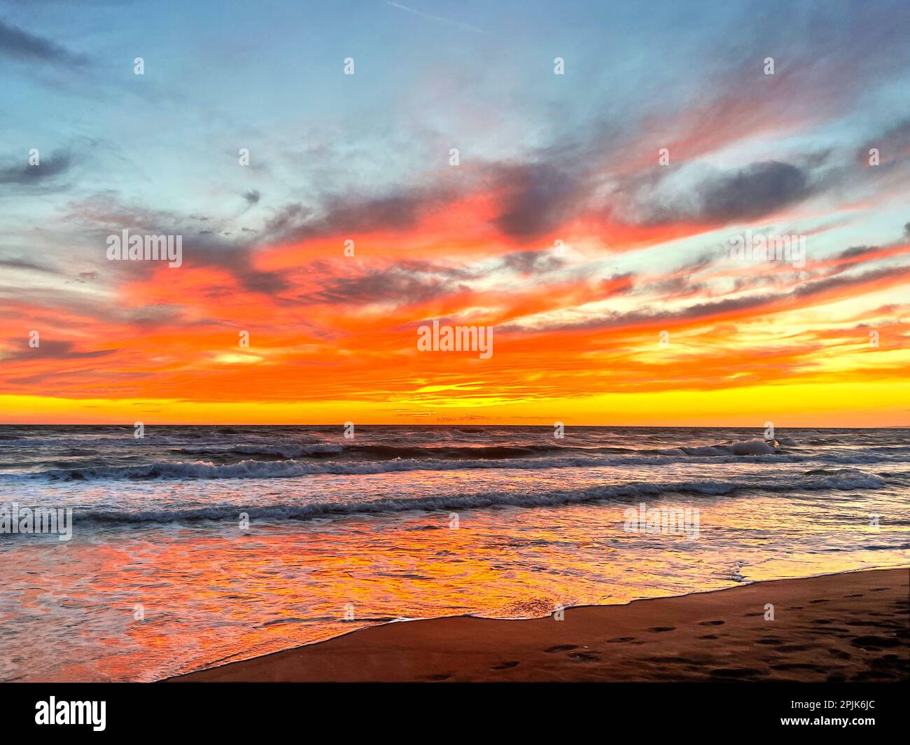 Red sunset on the sea Stock Photo