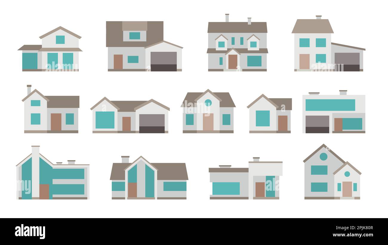 different modern houses set isolated on white Stock Vector Image & Art ...