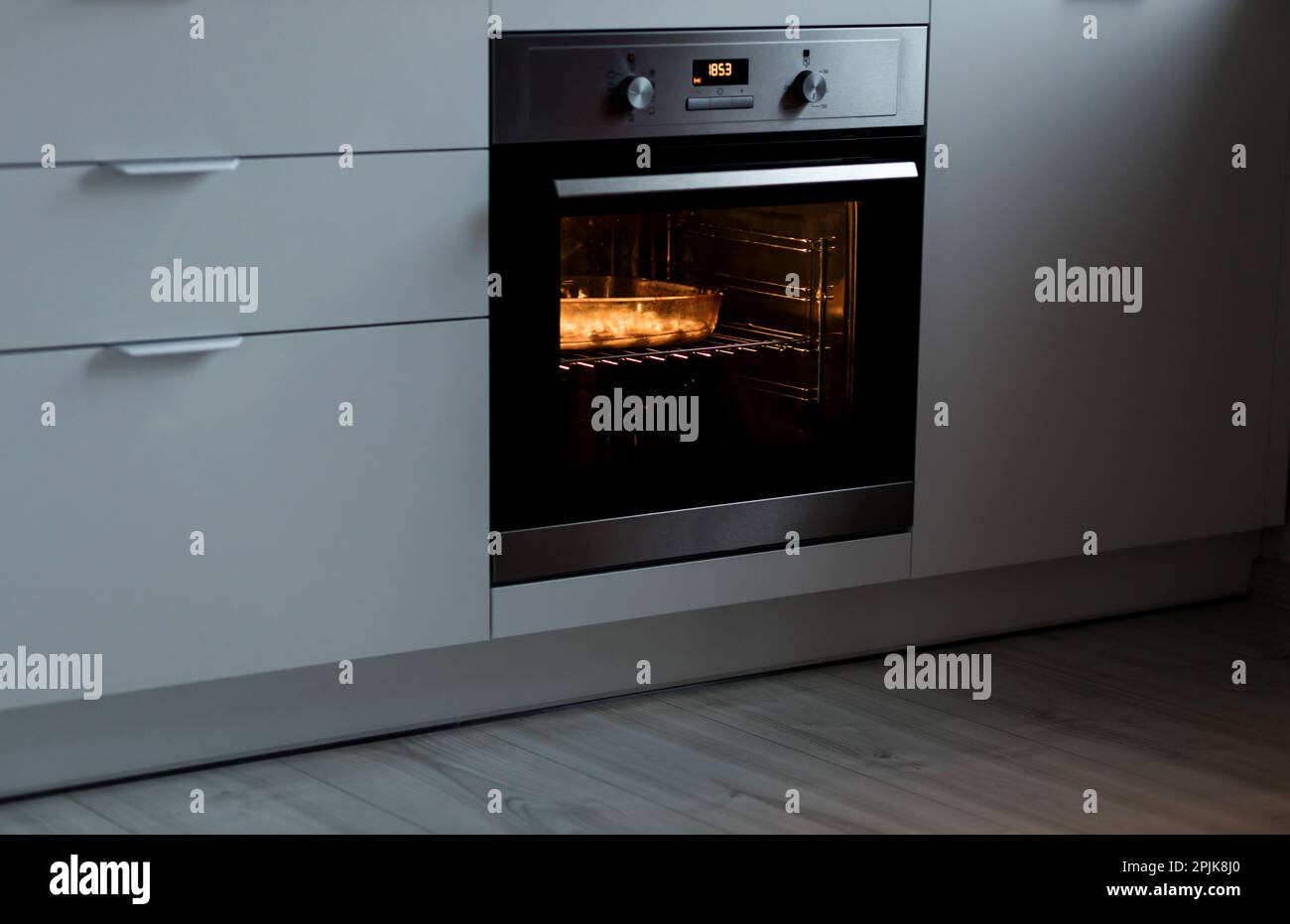 electric oven with hot air ventilation. Homemade cooking. Kitchen