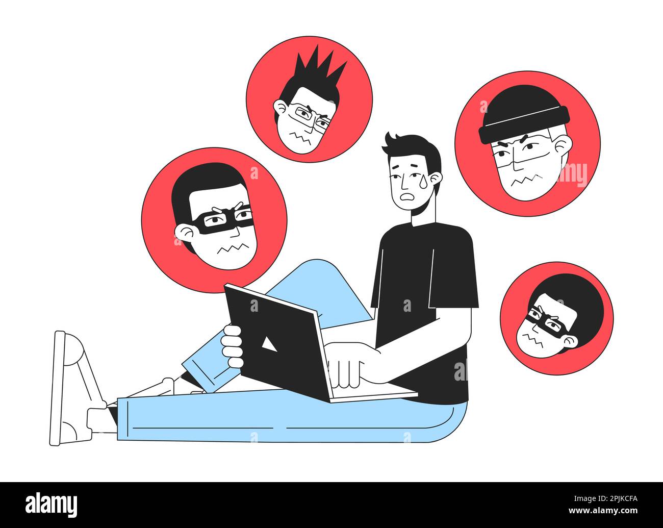 Scam Scetch Online scams line concept vector spot illustration Stock Vector Image ...