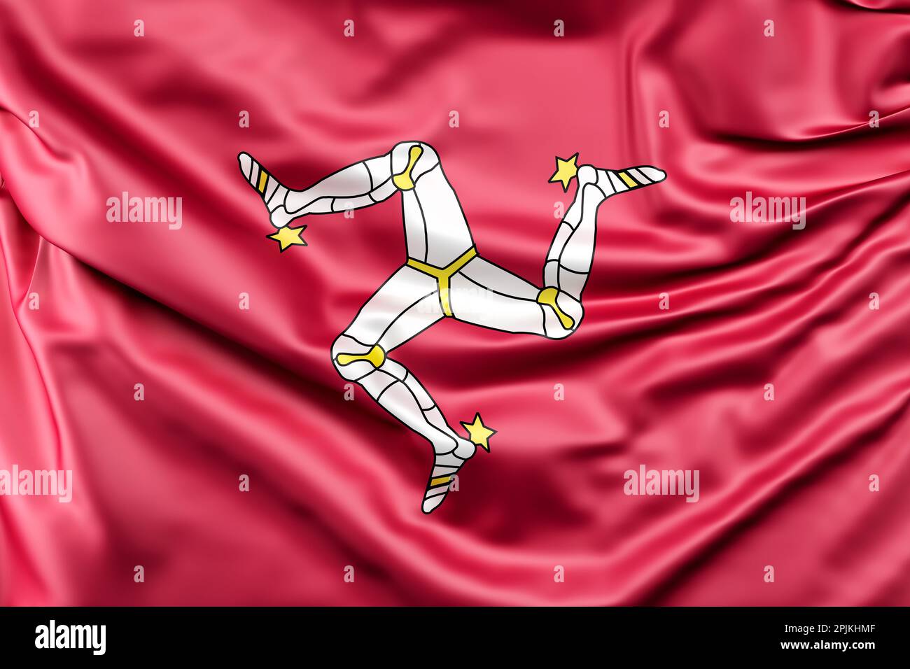 Ruffled Flag of the Isle of Man. 3D Rendering Stock Photo Alamy