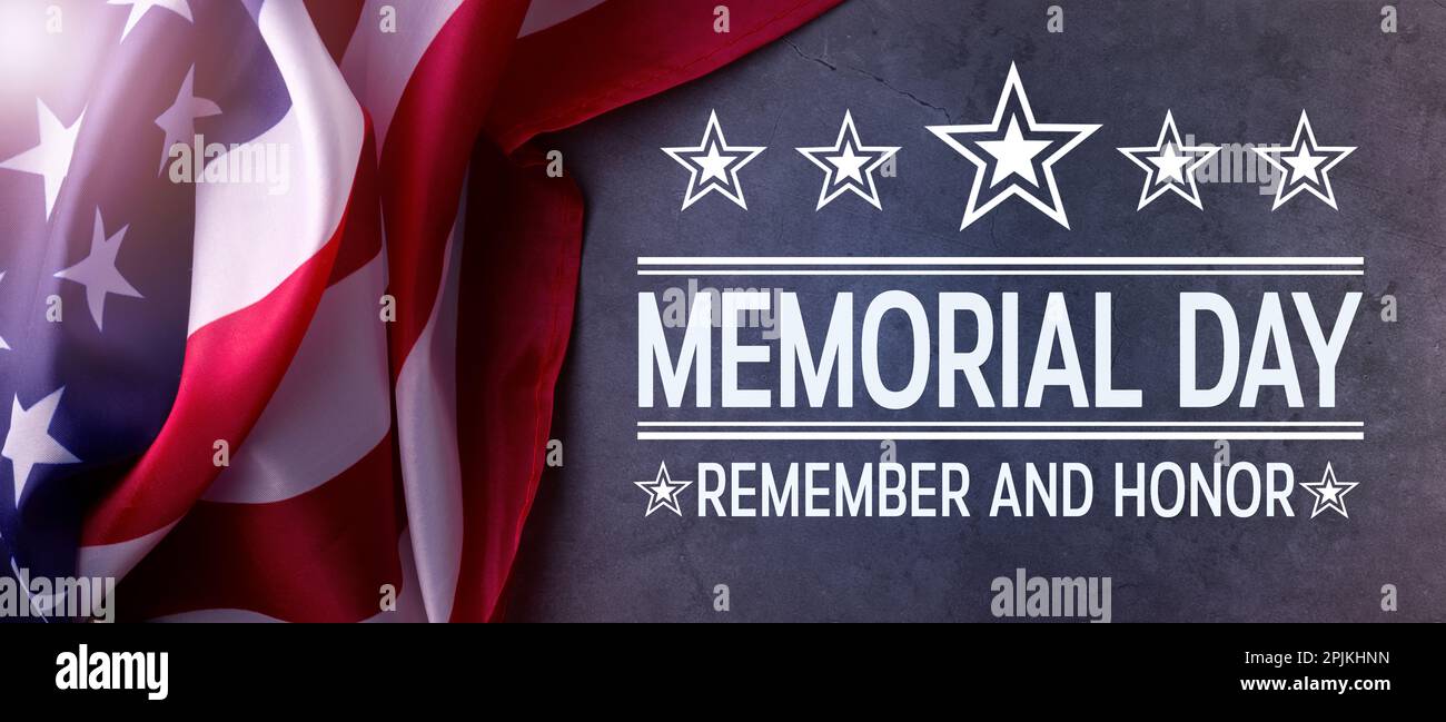 Memorial Day Banner with the United States official flag against the ...
