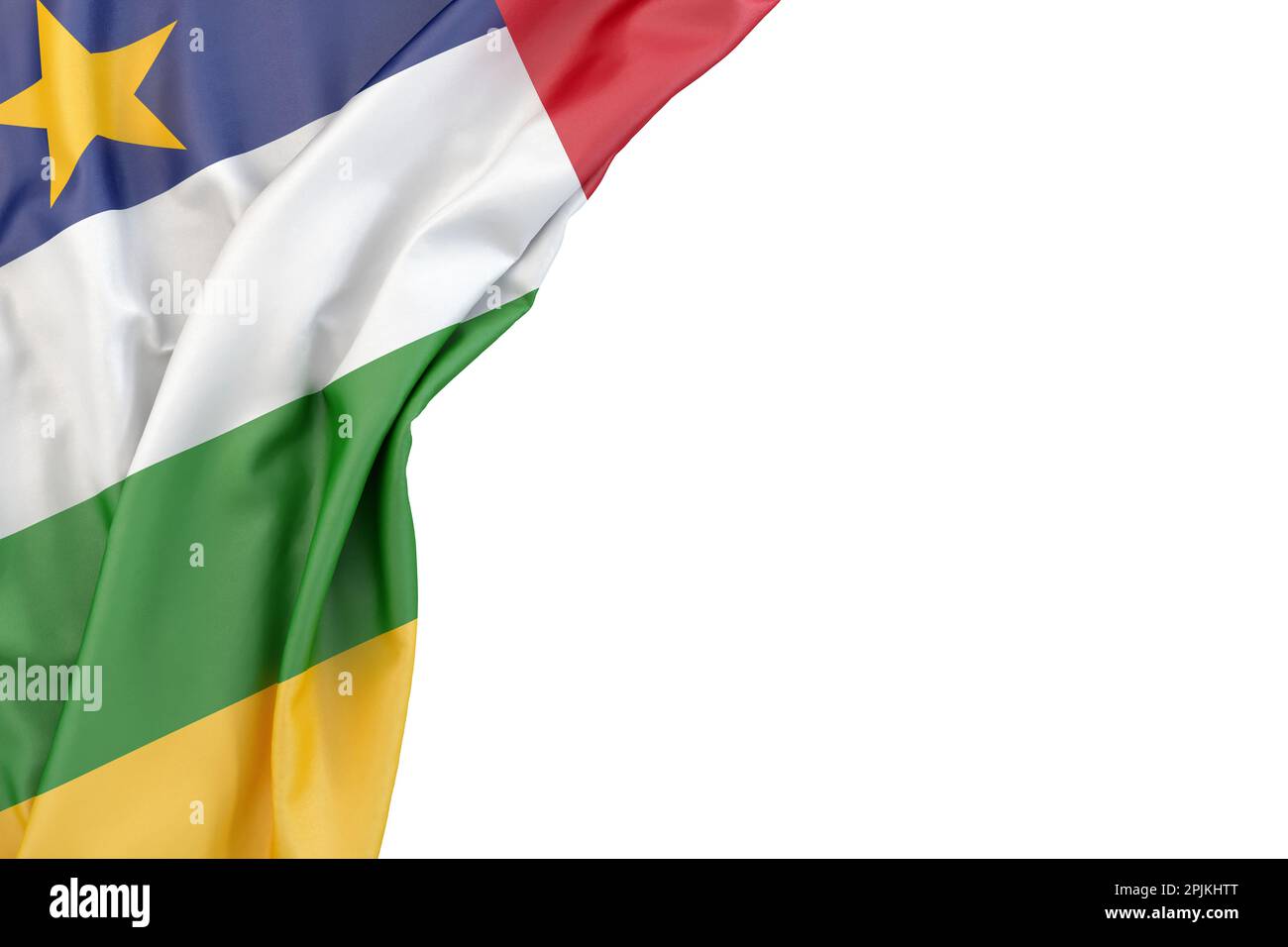 Flag of Central African Republic in the corner on white background ...