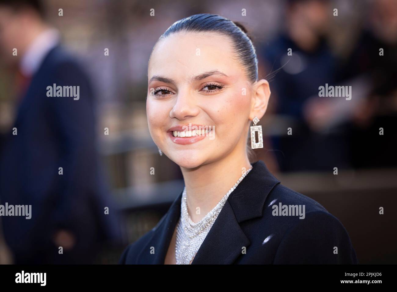 Dafne Keen poses for photographers upon arrival at the Olivier Awards