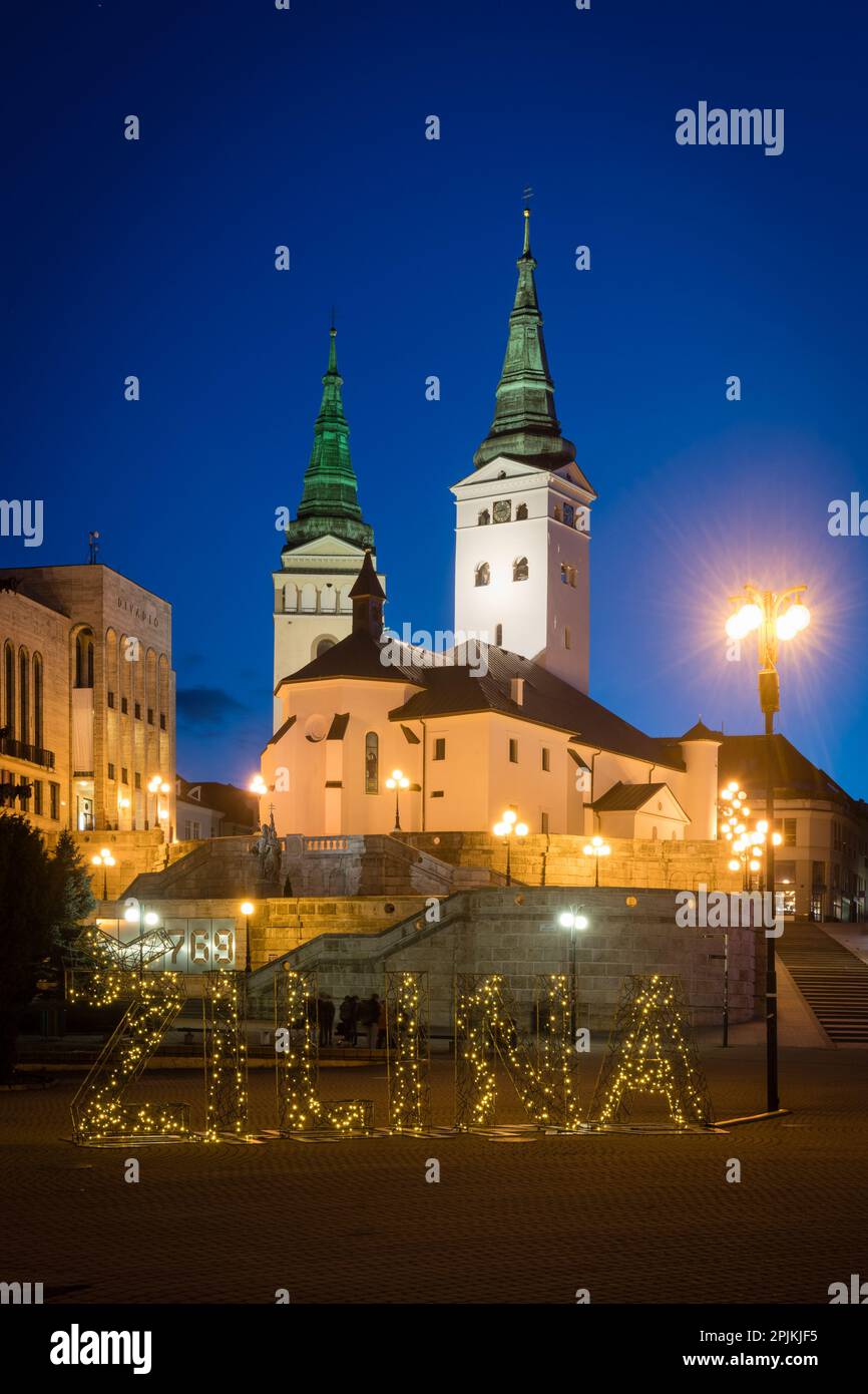 Cathedral of Holy Trinity on Andrej Hlinka square in Zilina, Slovakia Stock Photo