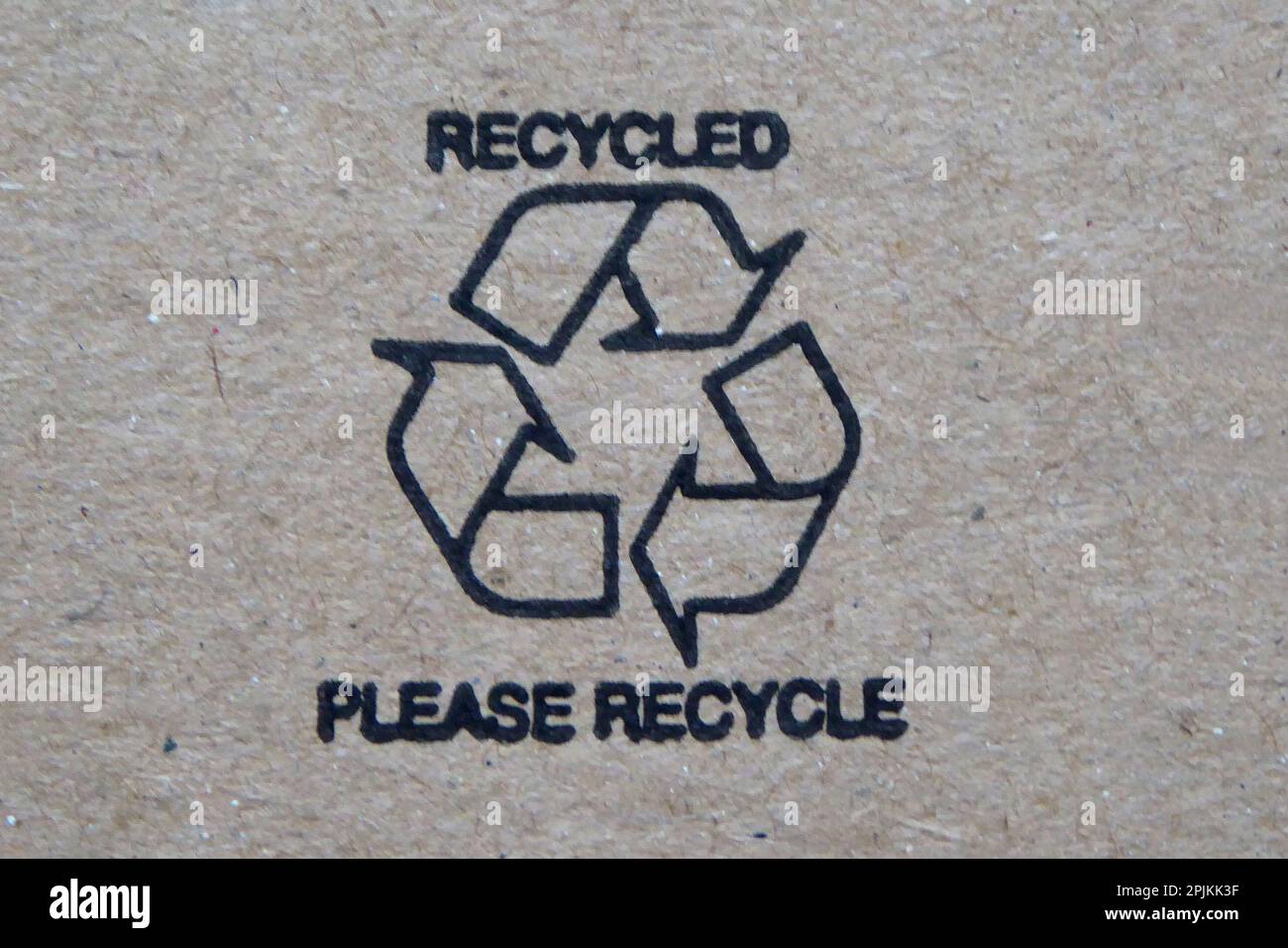 Recycled Symbol / Aufdruck / Dreieck/ Recyclingcodes / Code / Verwertungskreislauf Stock Photo