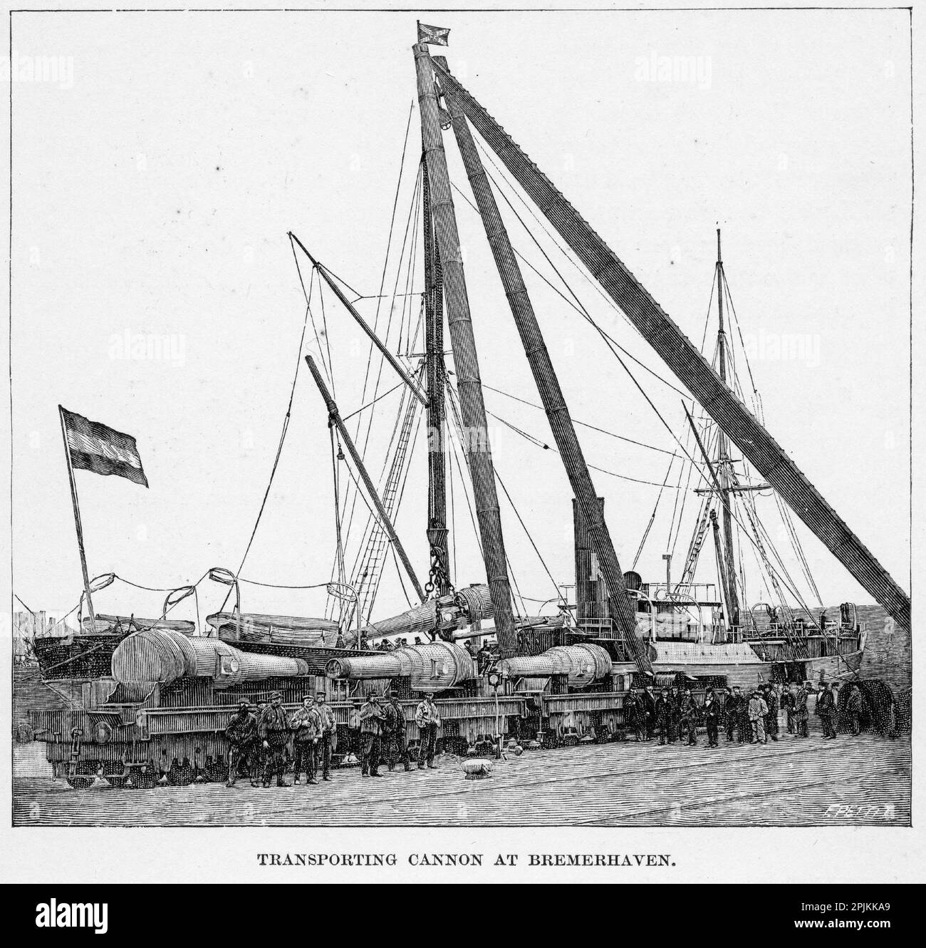 transporting Cannons at Bremerhaven, circa 1890 Stock Photo