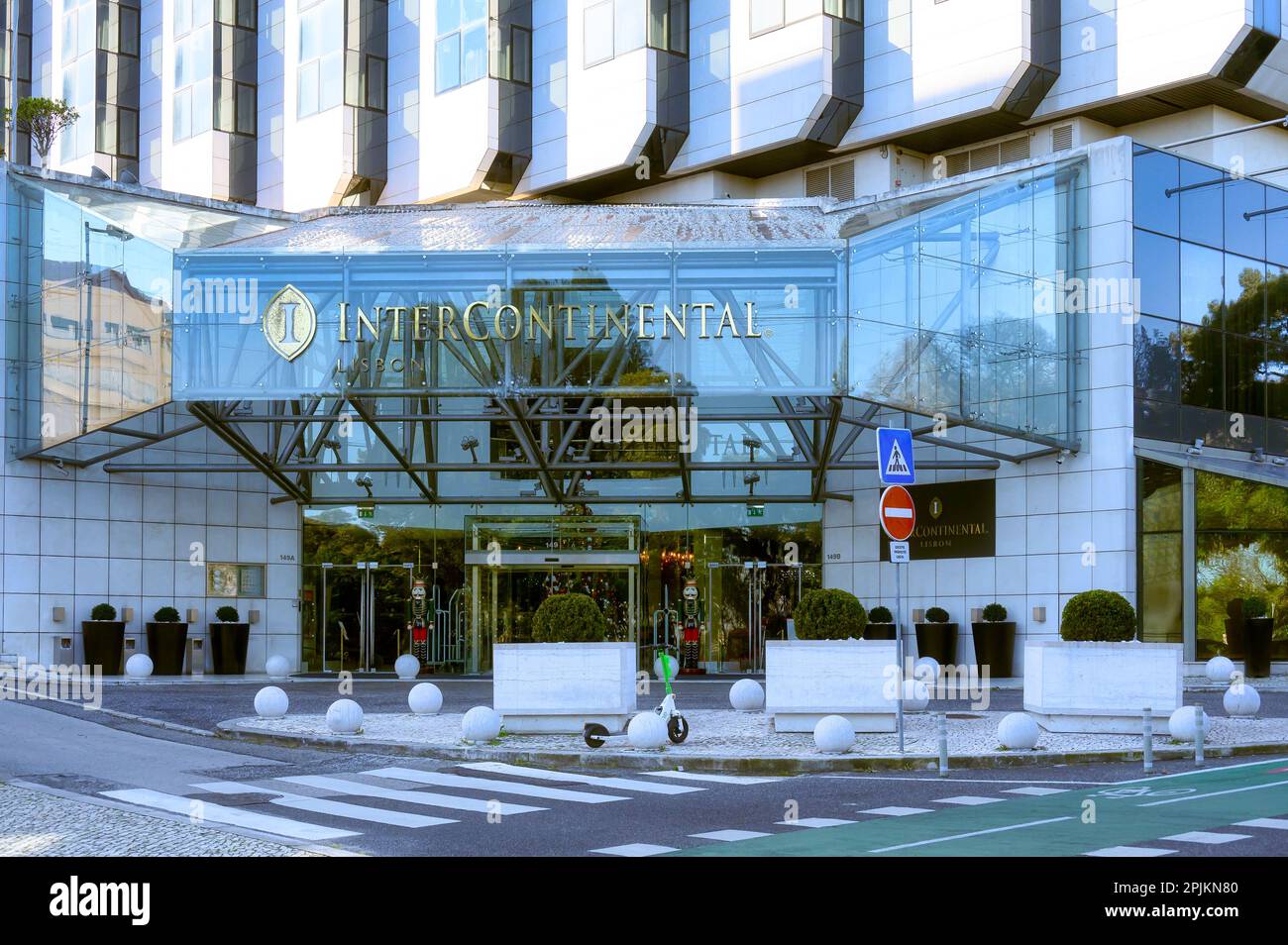 Lisbon, Portugal - January 4, 2023: Intercontinental Hotel exterior architecture. Stock Photo