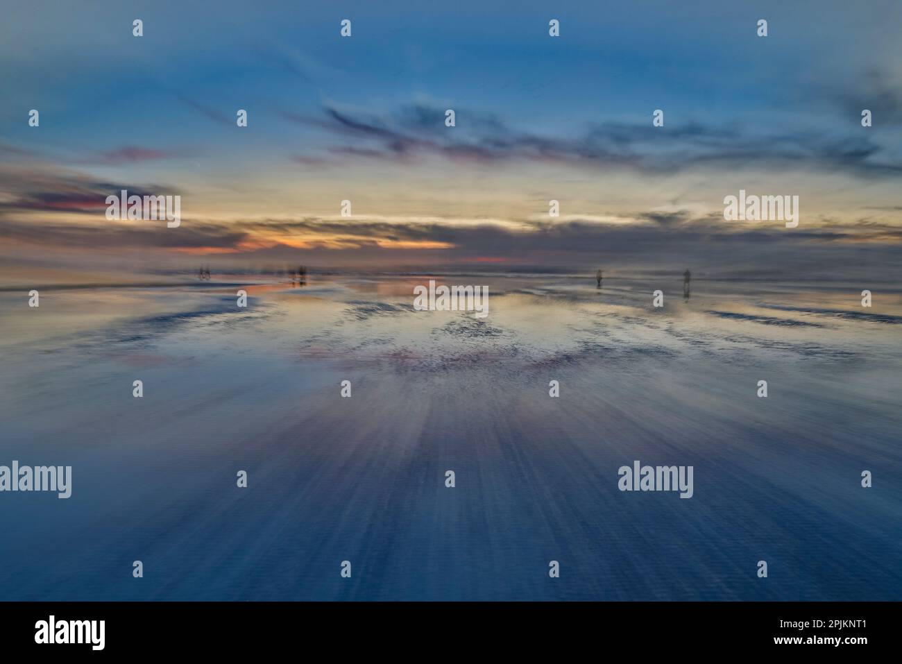 USA, Oregon. Cannon Beach low tide and ripples in the sand Stock Photo
