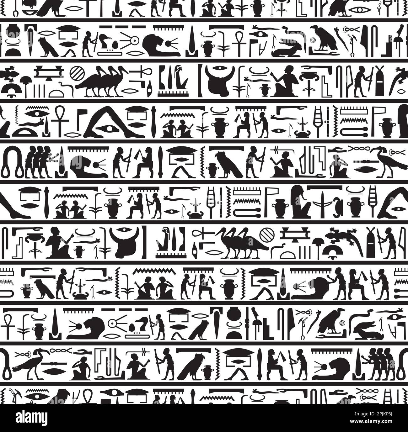 Ancient Egyptian pyramid wall art seamless pattern vector illustration Stock Vector