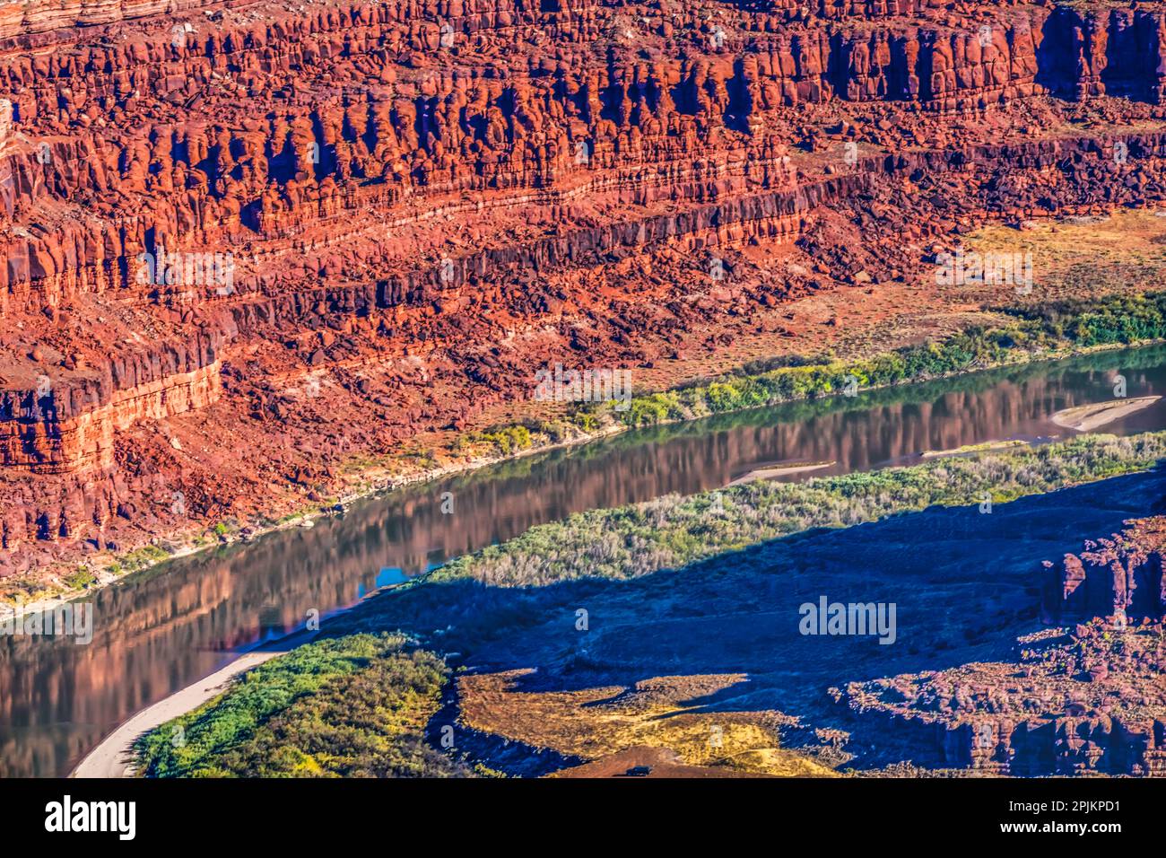 Green River, Grand View Point Overlook, Red Rock Canyons, Canyonlands National Park, Moab, Utah. Stock Photo